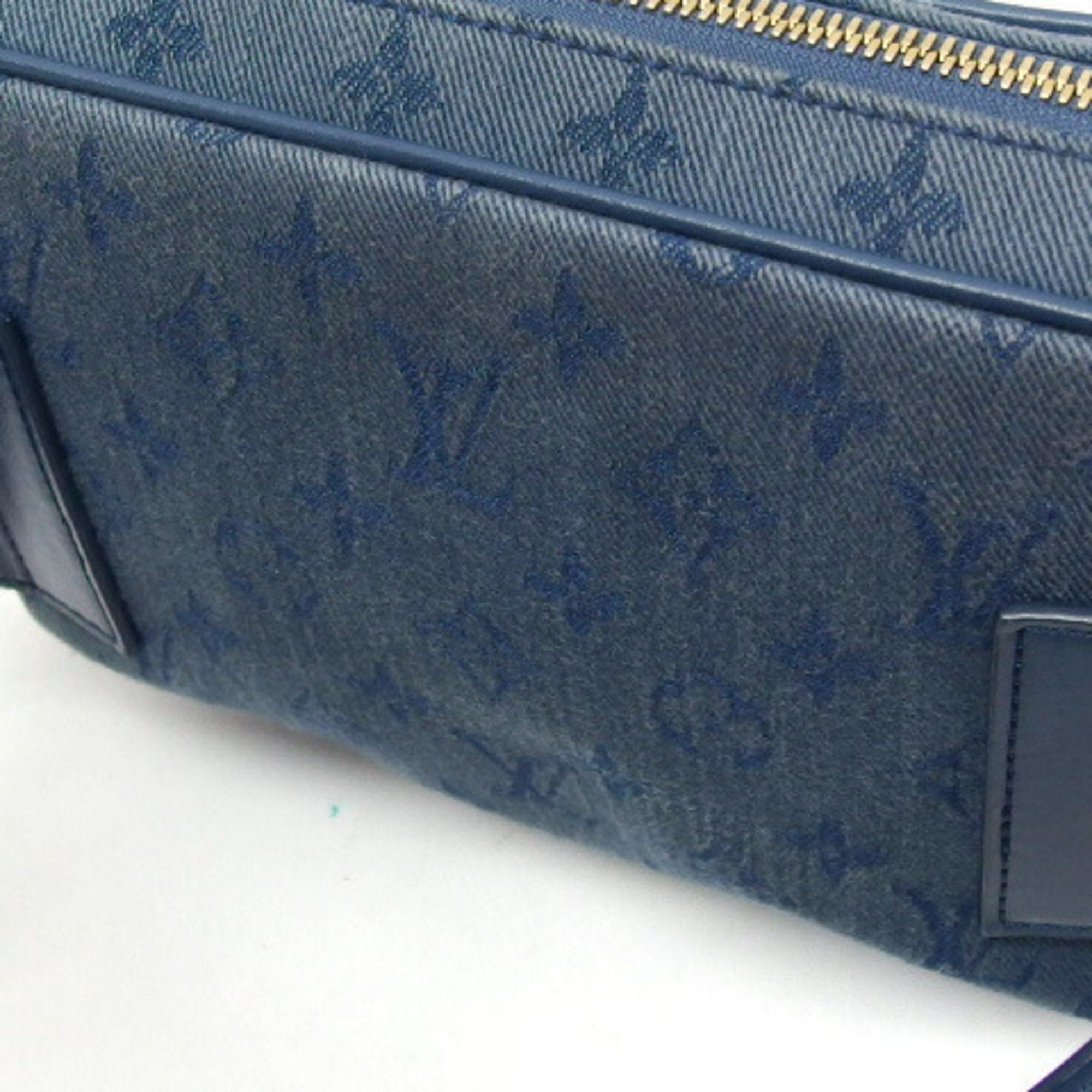 Louis Vuitton Monogram Denim Dark Brown Denim Leather Shoulder Bag (Pre-Owned)