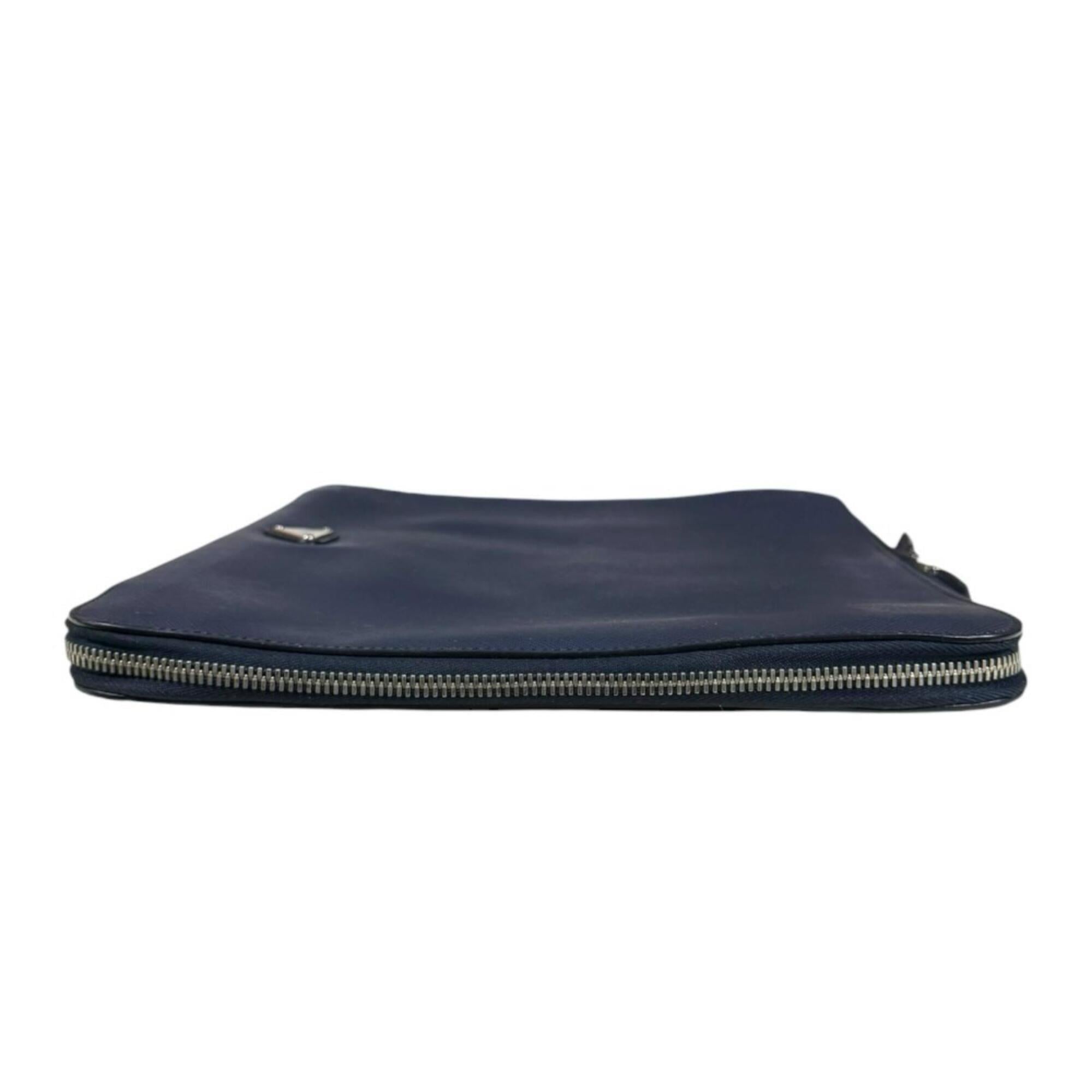 Prada Navy Leather Clutch Bag (Pre-Owned)