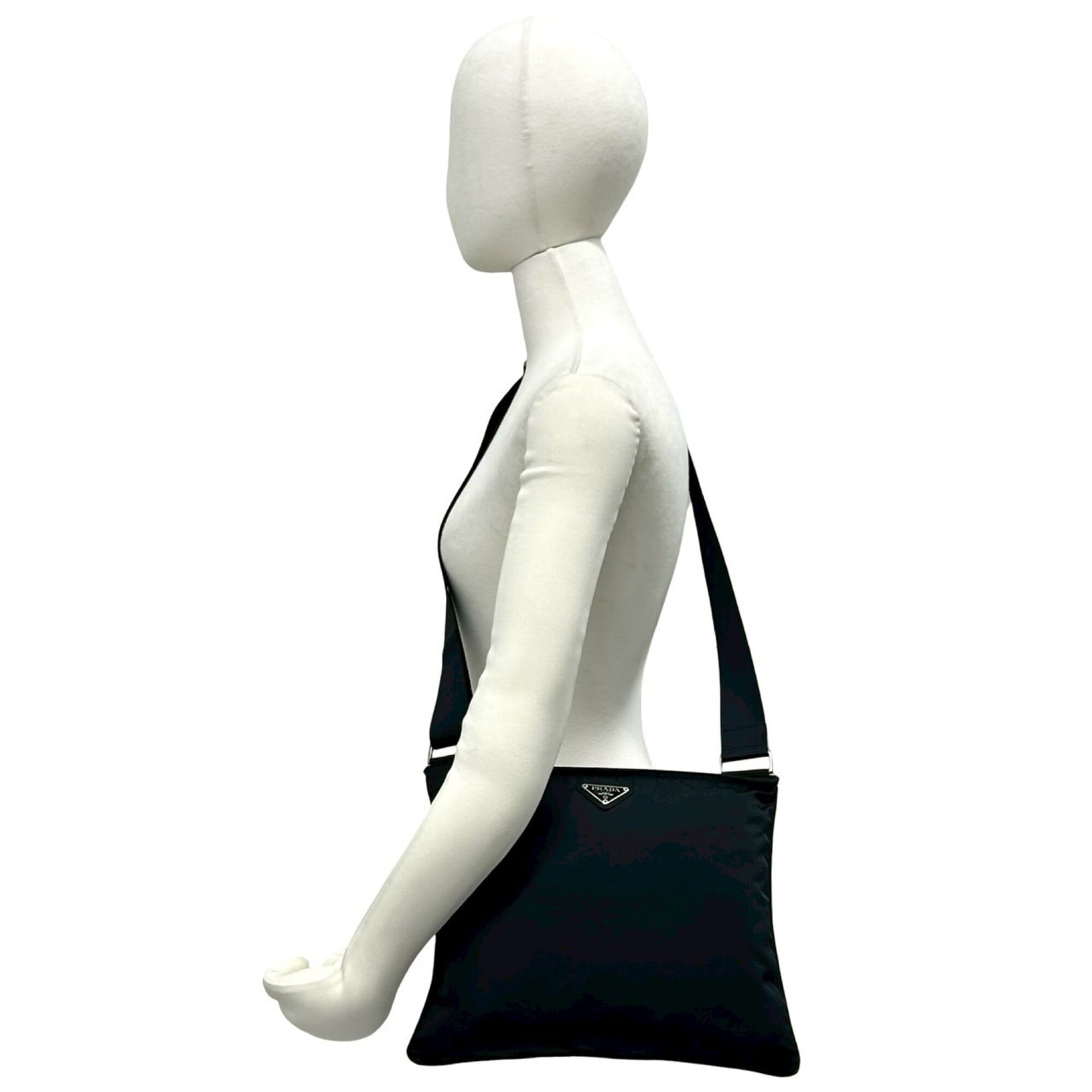 Prada Black Nylon Leather Pochette Shoulder Bag (Pre-Owned)