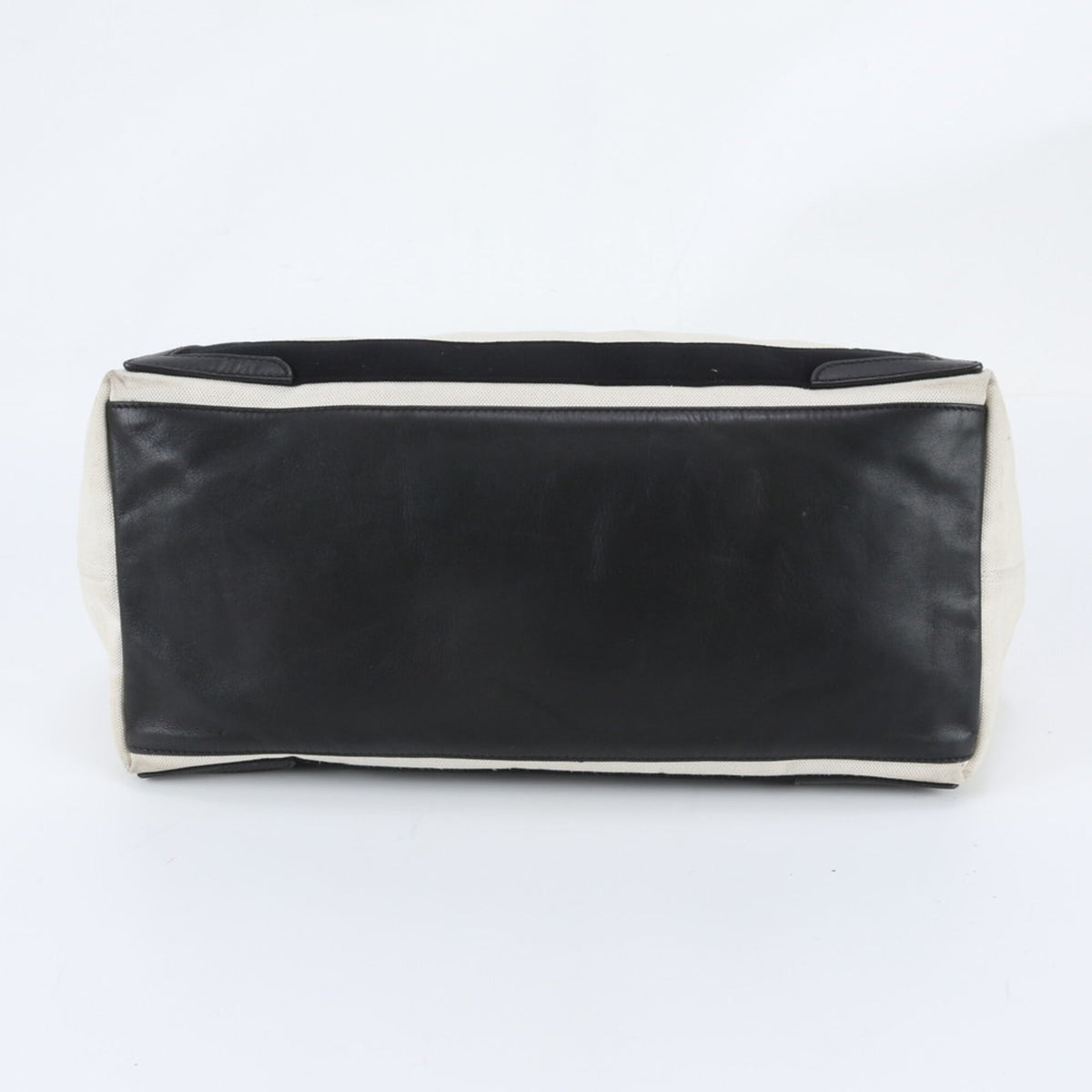 Balenciaga Black White Leather Canvas Handbag Shoulder Bag Tote Bag (Pre-Owned)