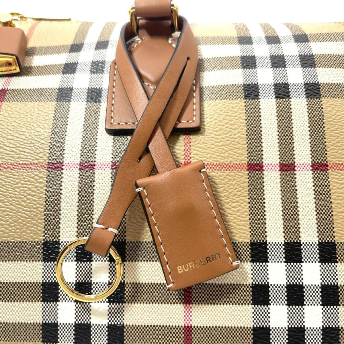 Burberry Beige Polyester Elastane Cotton Leather Boston Bag (Pre-Owned)