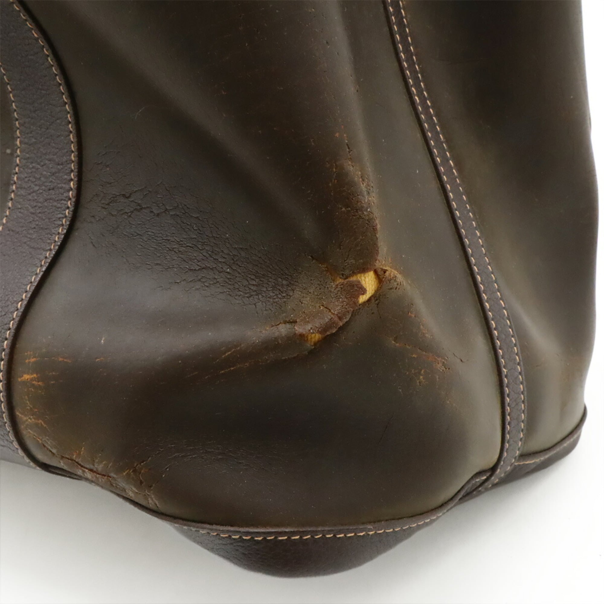 Hermes Garden Dark Brown Amazonia Leather Handbag Tote Bag (Pre-Owned)