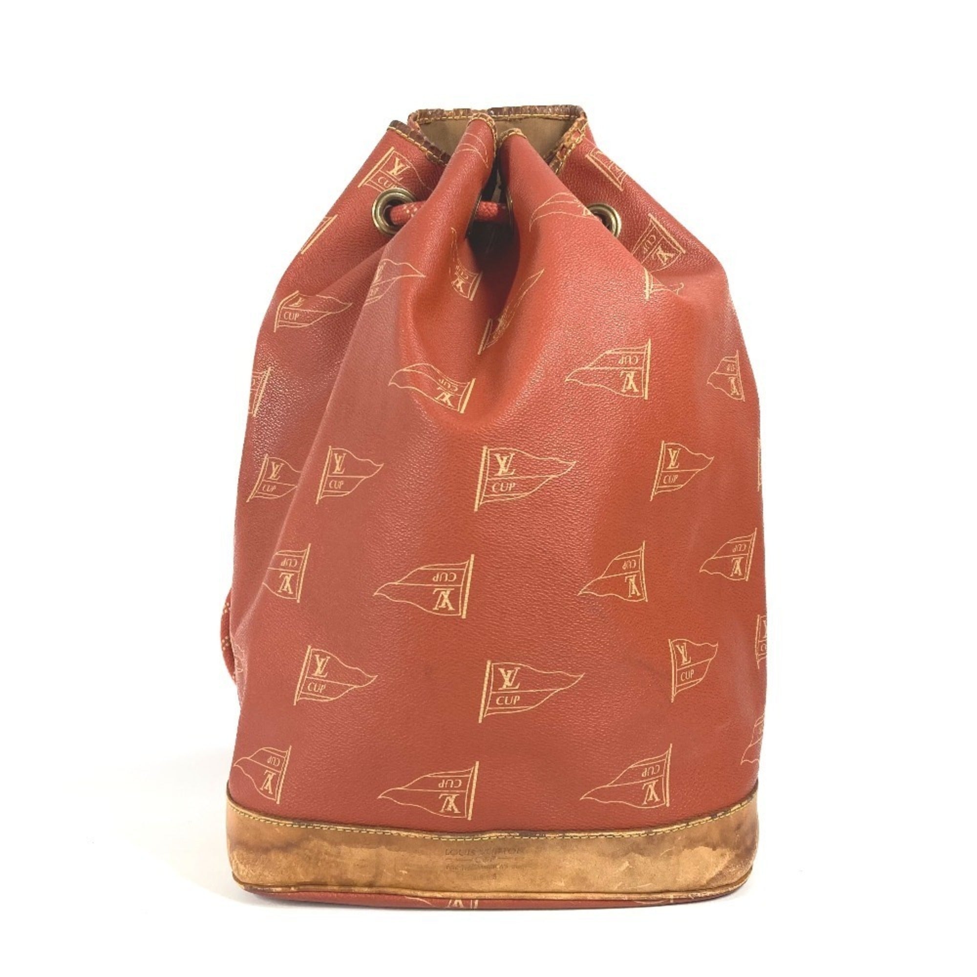 Louis Vuitton Orange Leather Canvas Shoulder Bag (Pre-Owned)