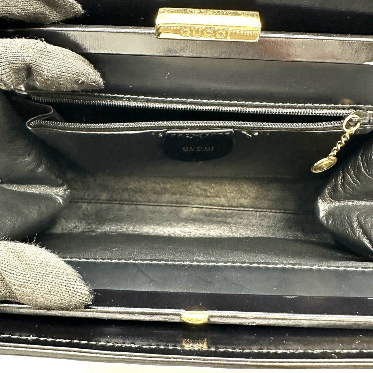 Gucci Black Leather Shoulder Bag Tote Bag (Pre-Owned)
