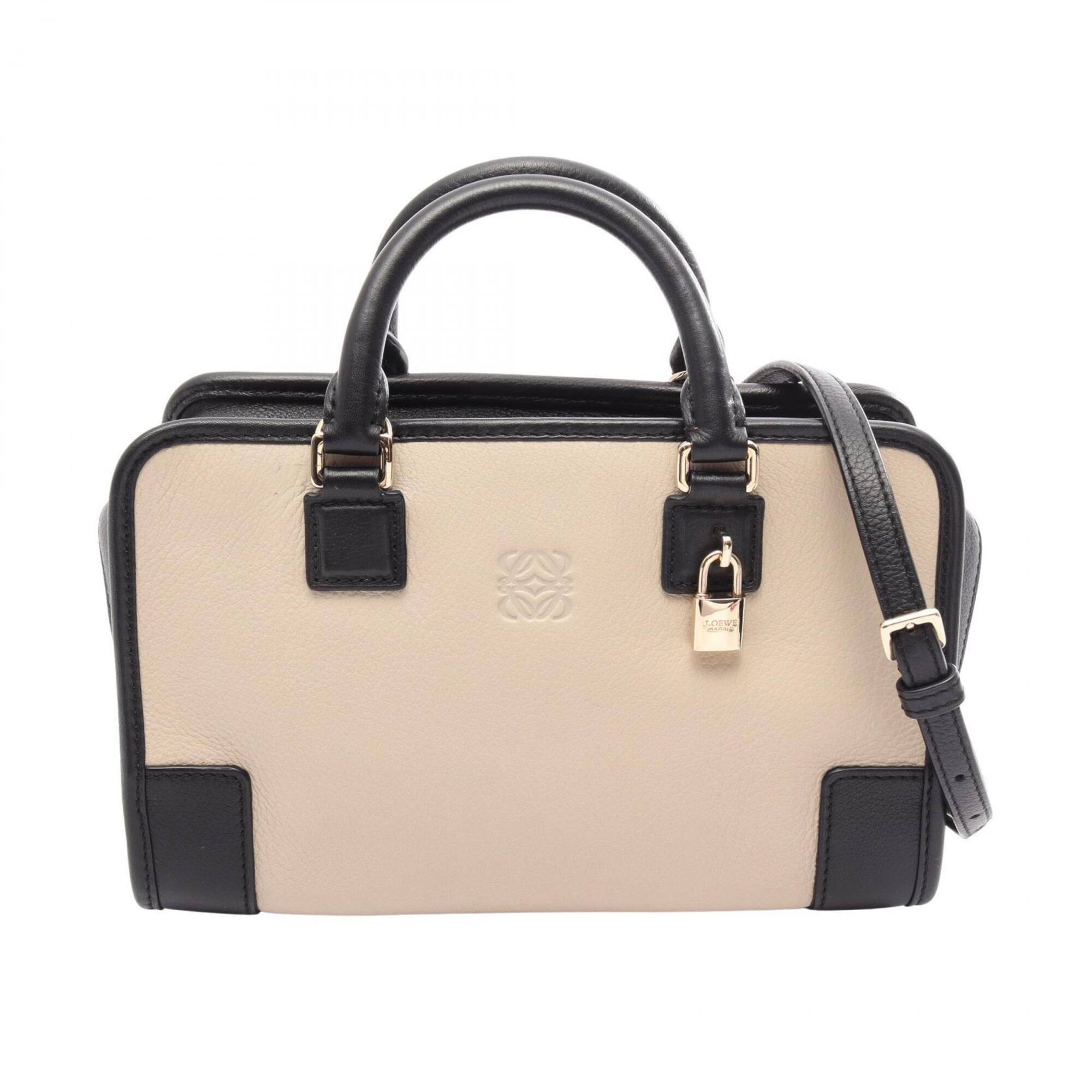 Loewe Beige Black Leather Handbag (Pre-Owned)
