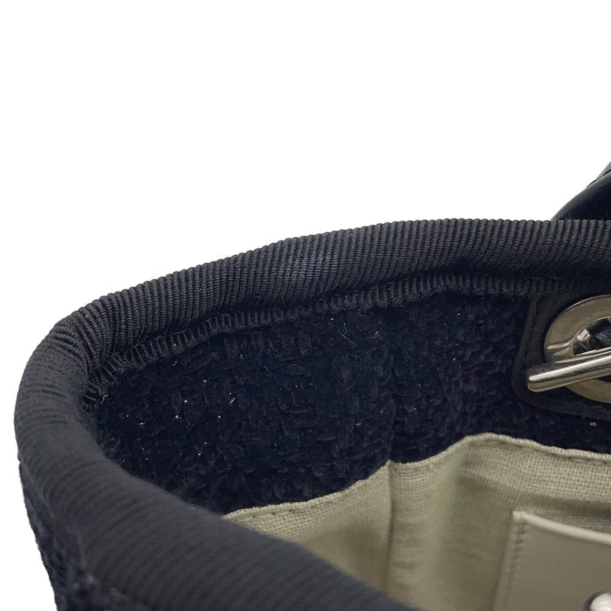 Chanel Black Canvas Leather Handbag Shoulder Bag Tote Bag (Pre-Owned)