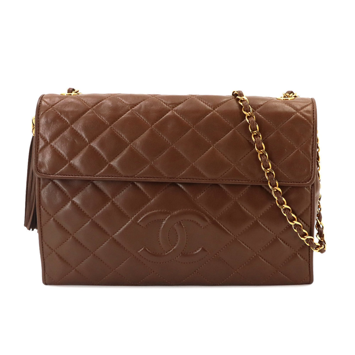 Chanel Brown Leather Handbag Shoulder Bag (Pre-Owned)