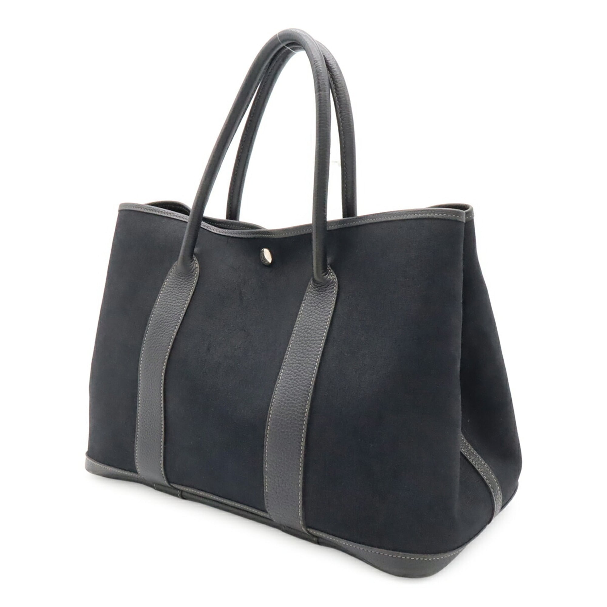 Hermes Black Toile Officier Handbag Shoulder Bag Tote Bag (Pre-Owned)