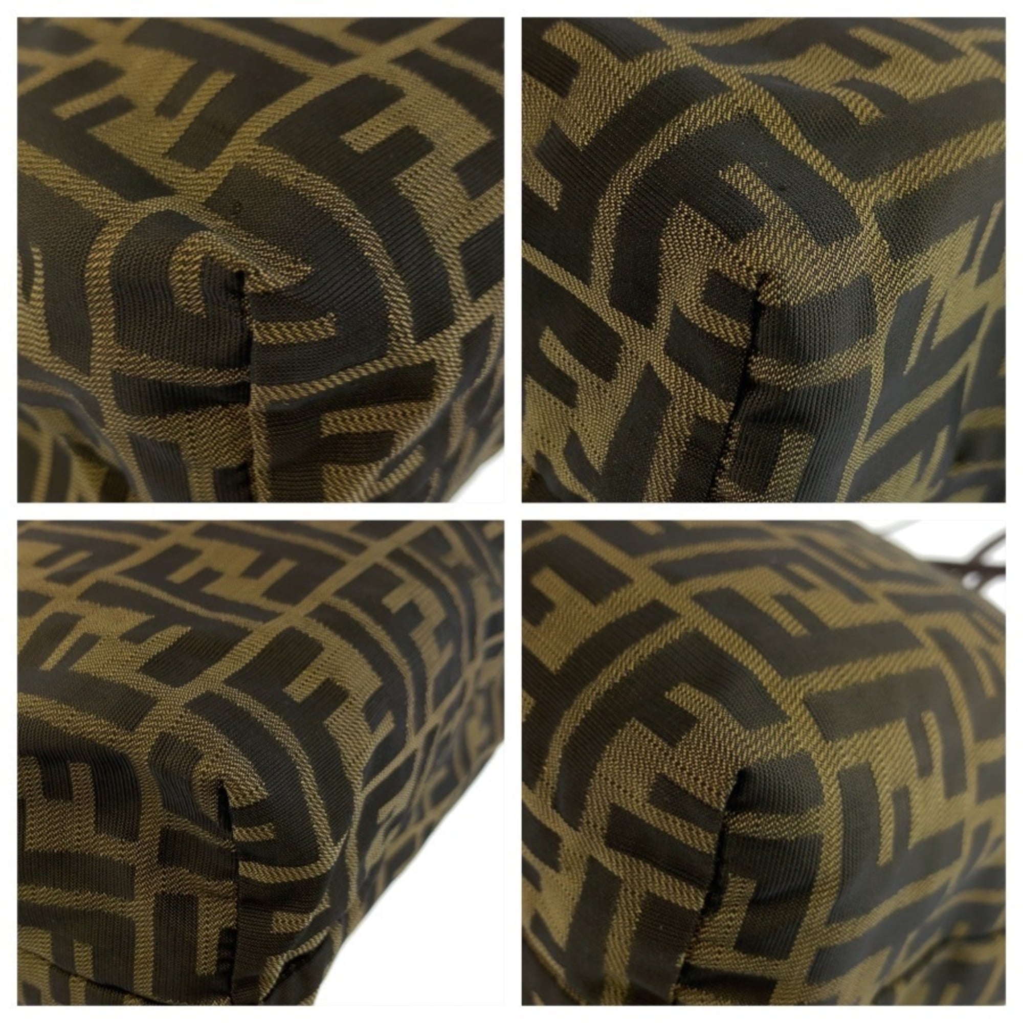Fendi Brown Canvas Leather Shoulder Bag Tote Bag (Pre-Owned)