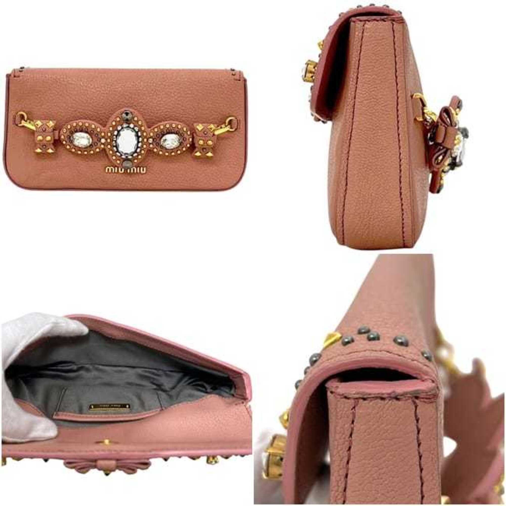 Miu Miu Pink Leather Clutch Bag Handbag (Pre-Owned)