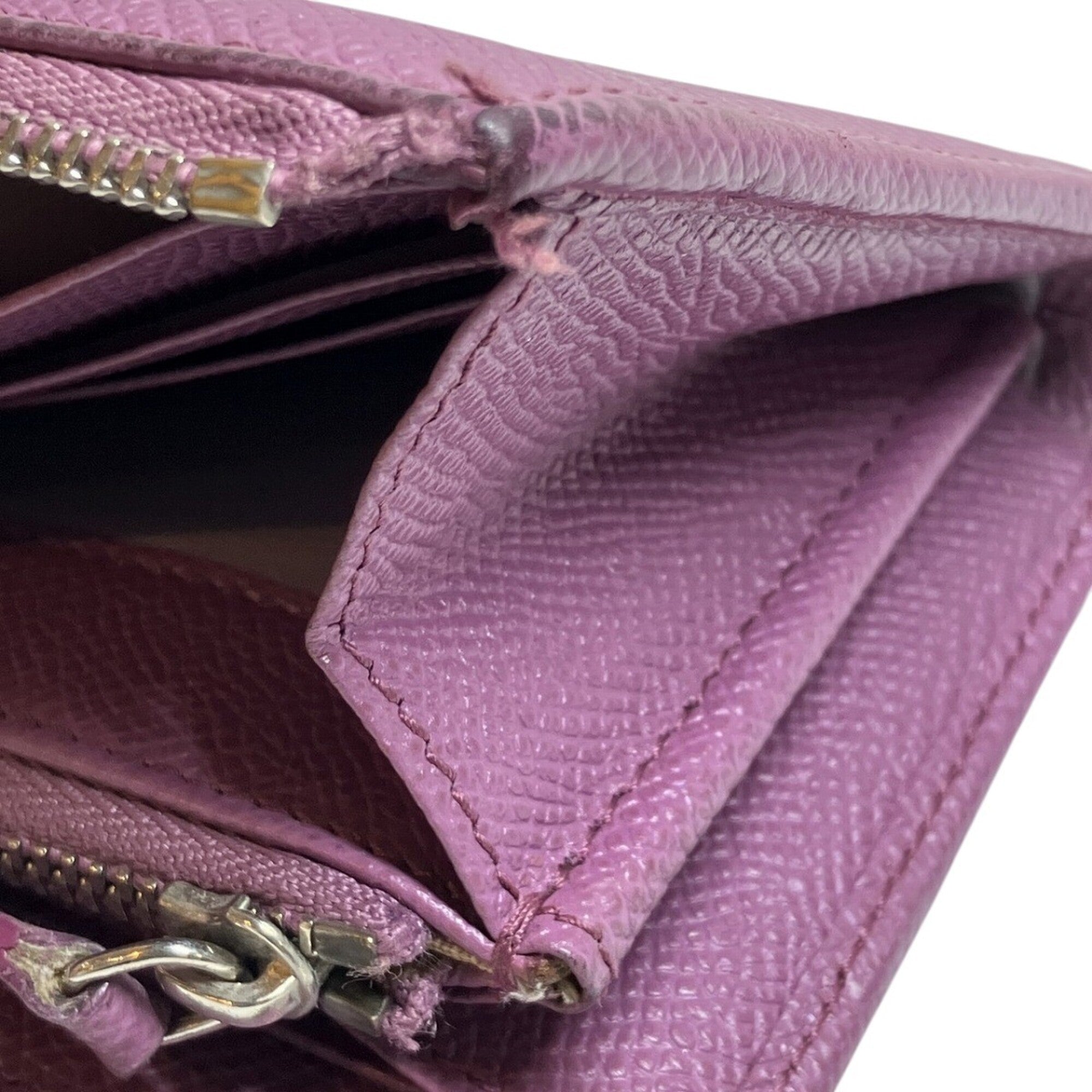 Bvlgari Purple Leather Long Wallet (Bi-Fold) (Pre-Owned)