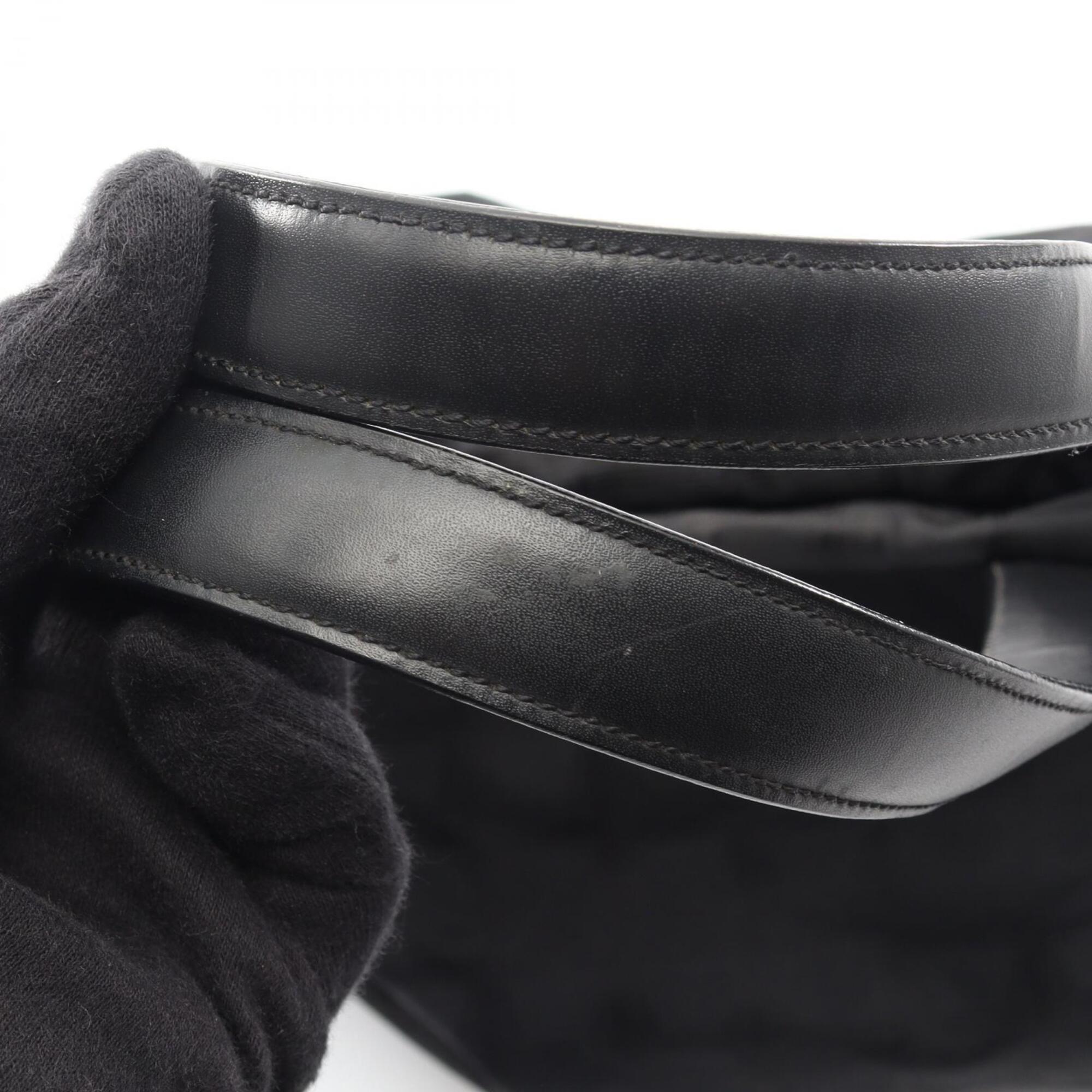 Chanel Black Leather Nylon Canvas Handbag Tote Bag (Pre-Owned)