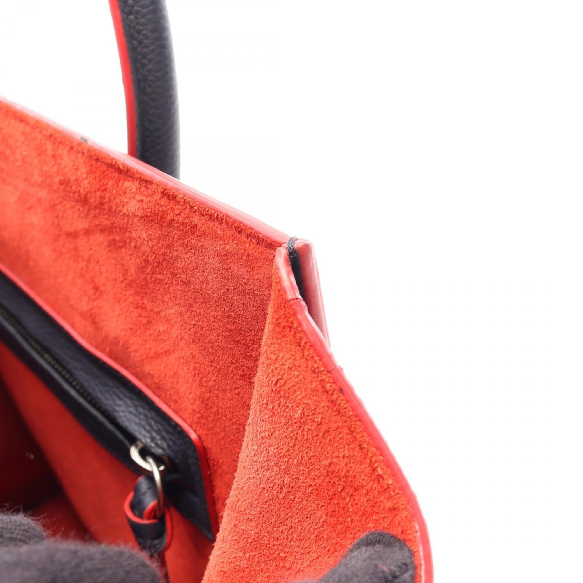 Celine Navy Red Color Leather Handbag Tote Bag (Pre-Owned)