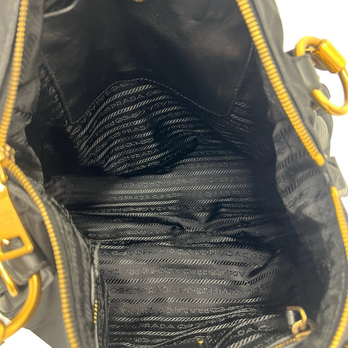 Prada Black Nylon Leather Handbag Shoulder Bag Tote Bag (Pre-Owned)