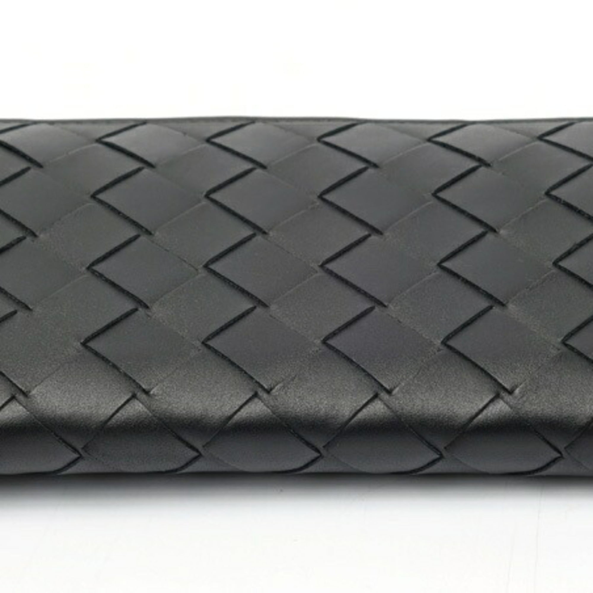 Bottega Veneta Intrecciato Black Leather Long Wallet (Bi-Fold) (Pre-Owned)
