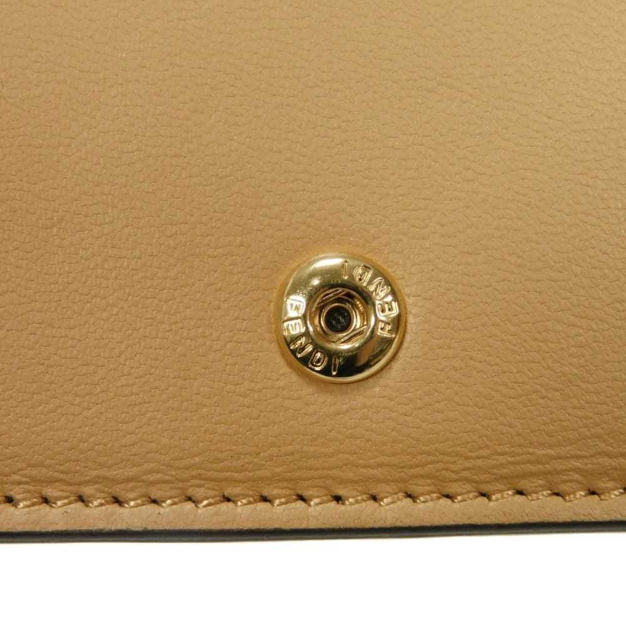Fendi Beige Leather Coin Purse/Coin Case (Pre-Owned)