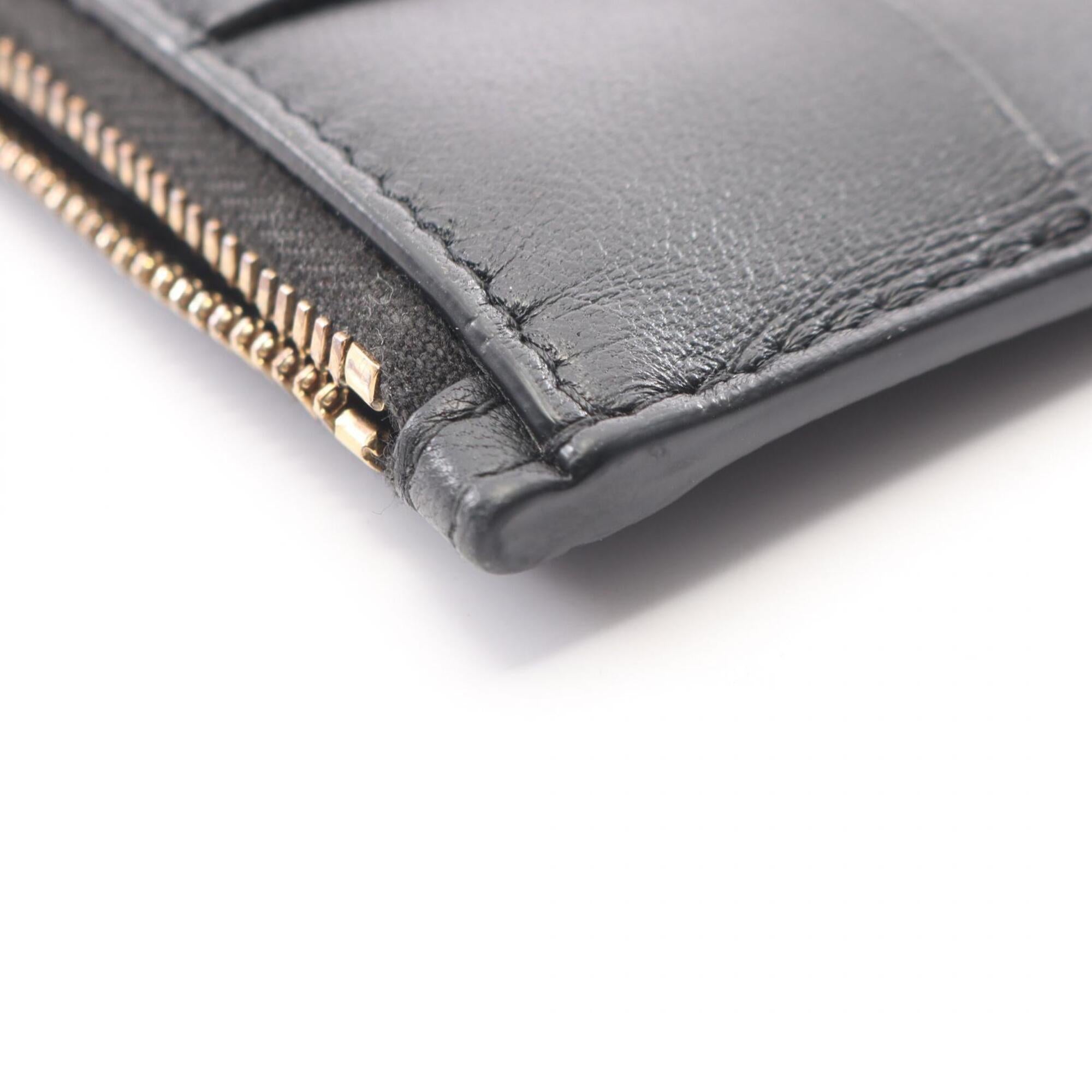 Bottega Veneta Black Leather Coin Purse/Coin Case (Pre-Owned)