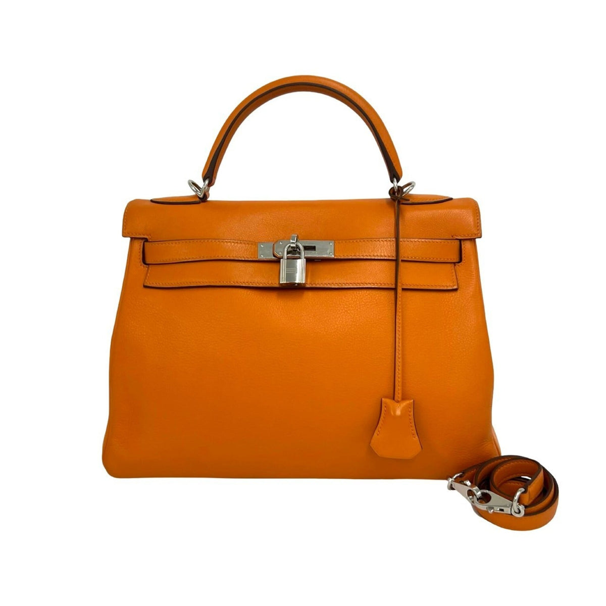 Hermes Orange Chevre Leather Handbag Shoulder Bag (Pre-Owned)