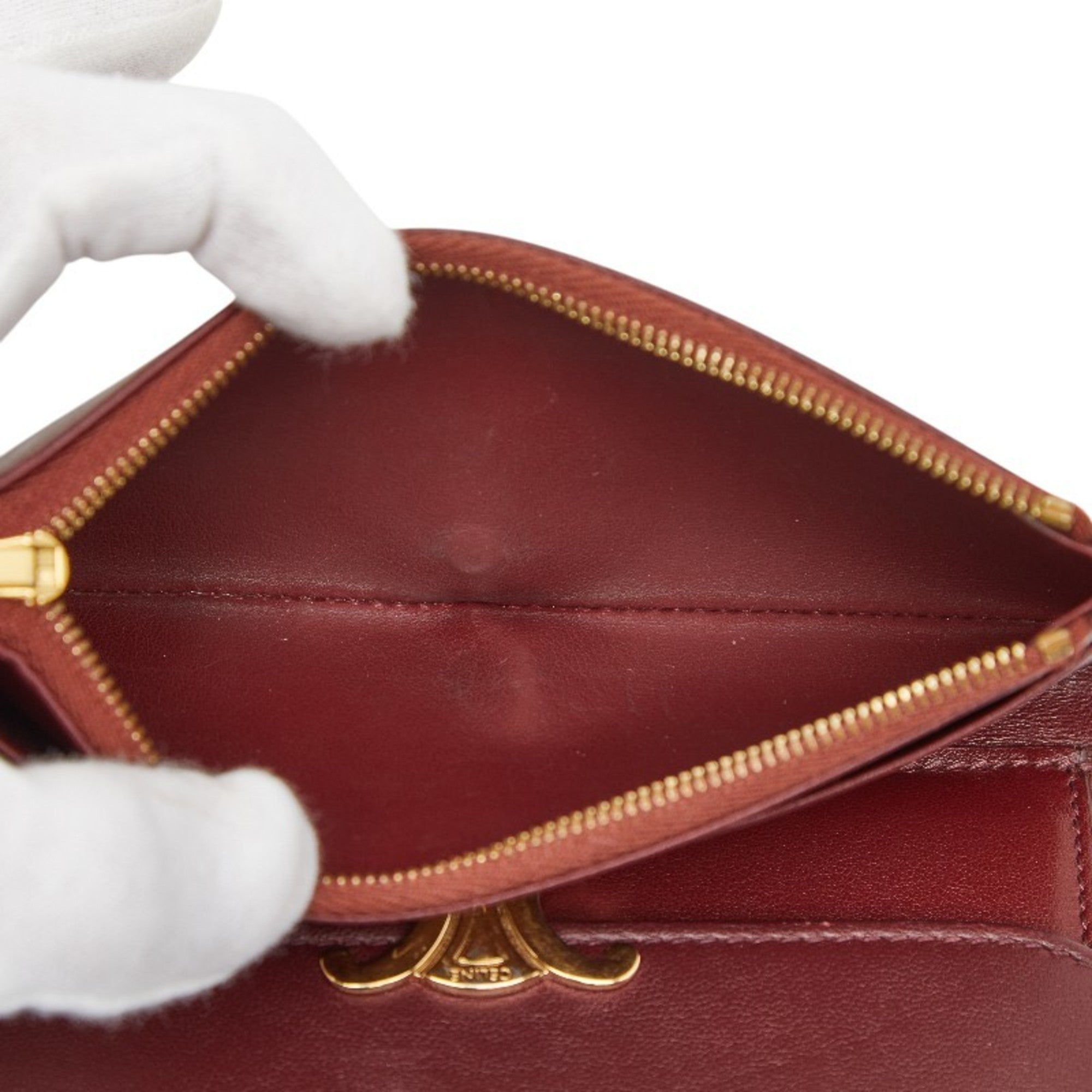 Celine Bordeaux Leather Wallet (Tri-Fold) (Pre-Owned)