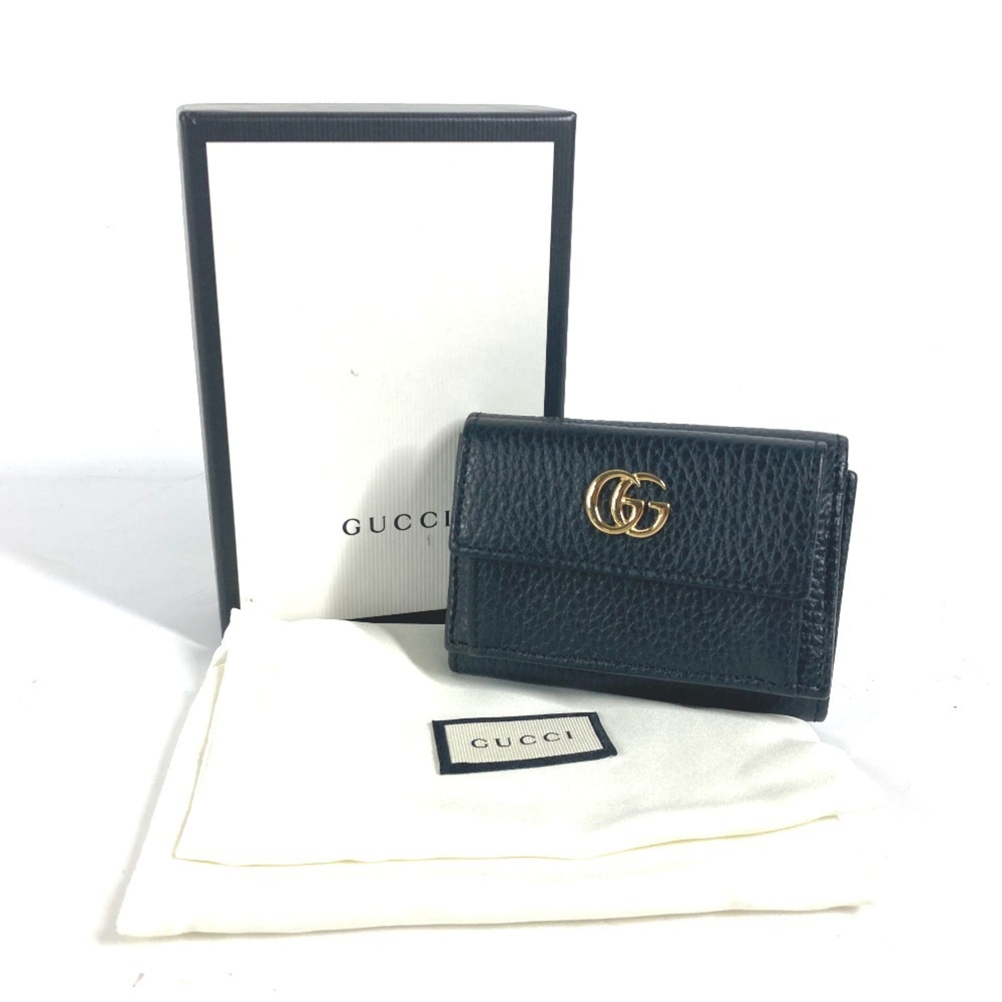 Gucci Gold Black Leather Wallet (Tri-Fold) (Pre-Owned)