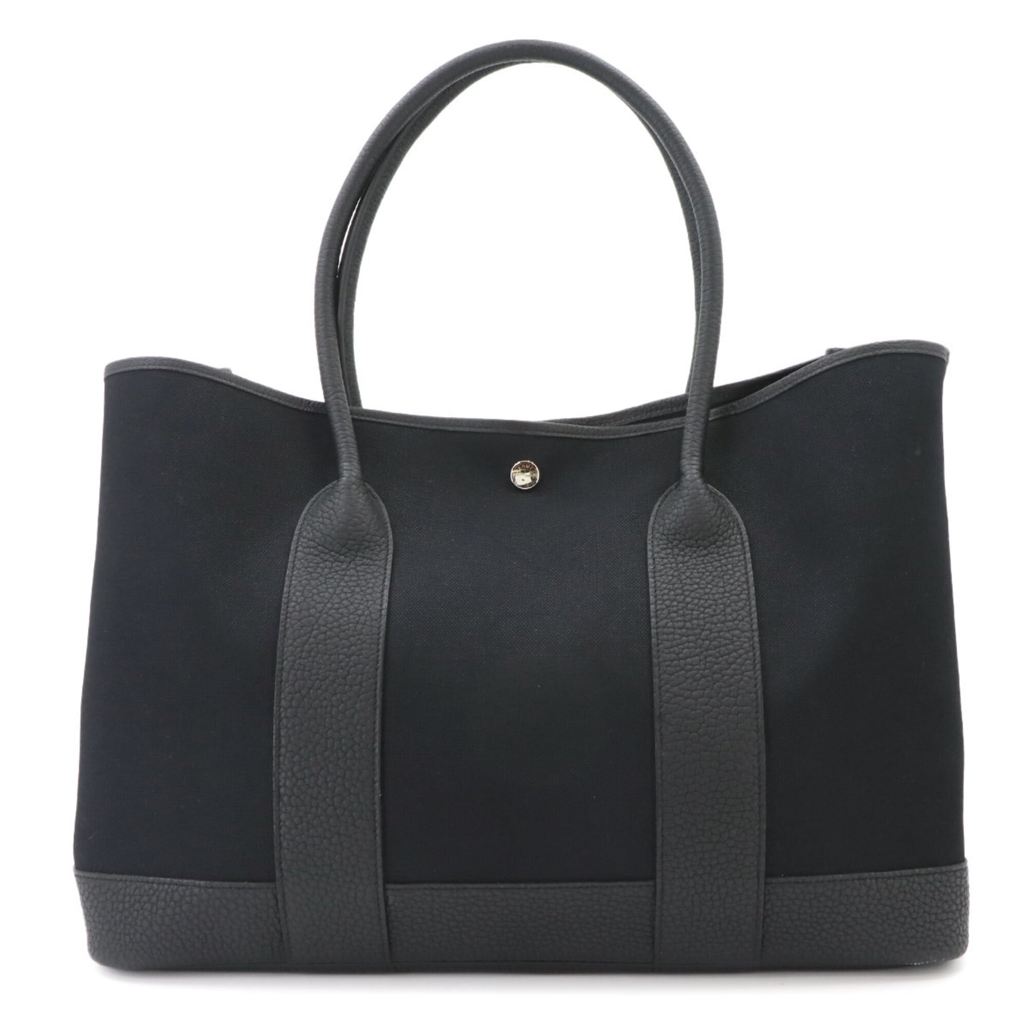 Hermes Black Negonda Leather Canvas Tote Bag (Pre-Owned)