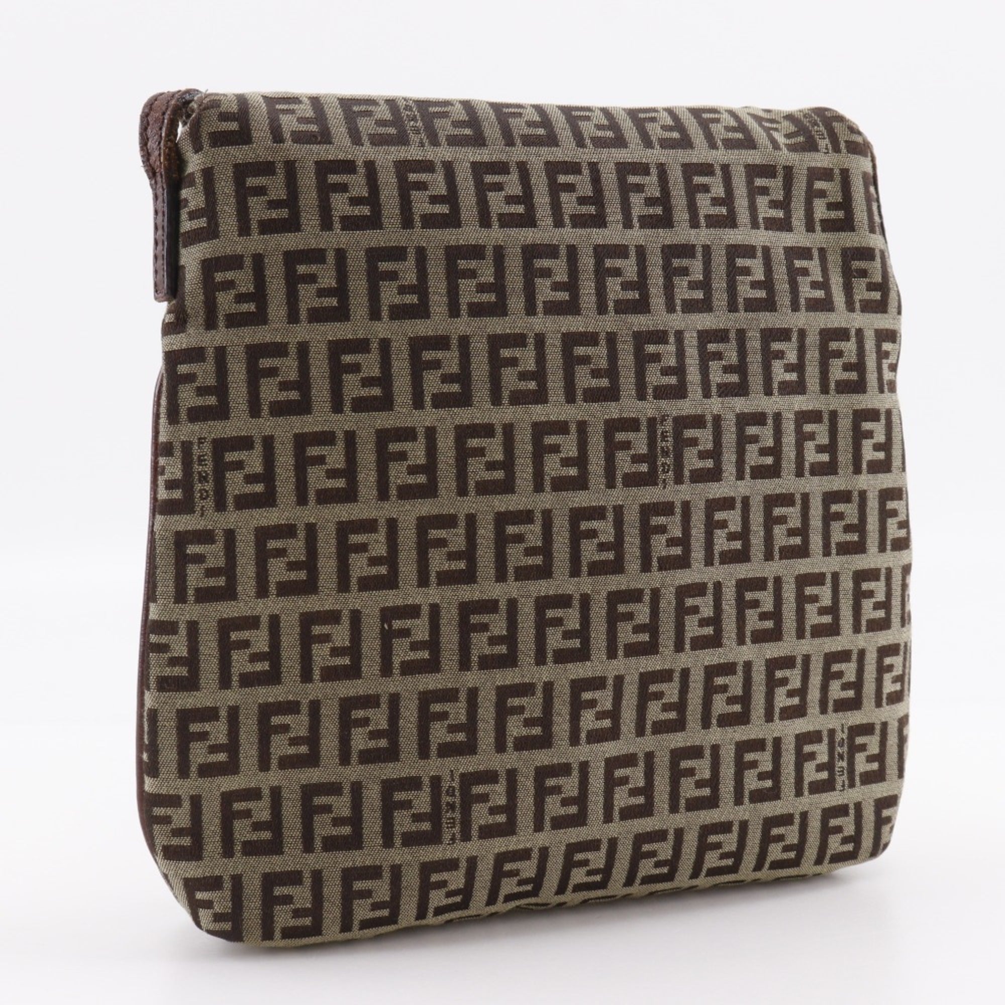 Fendi Brown Nylon Canvas Shoulder Bag (Pre-Owned)