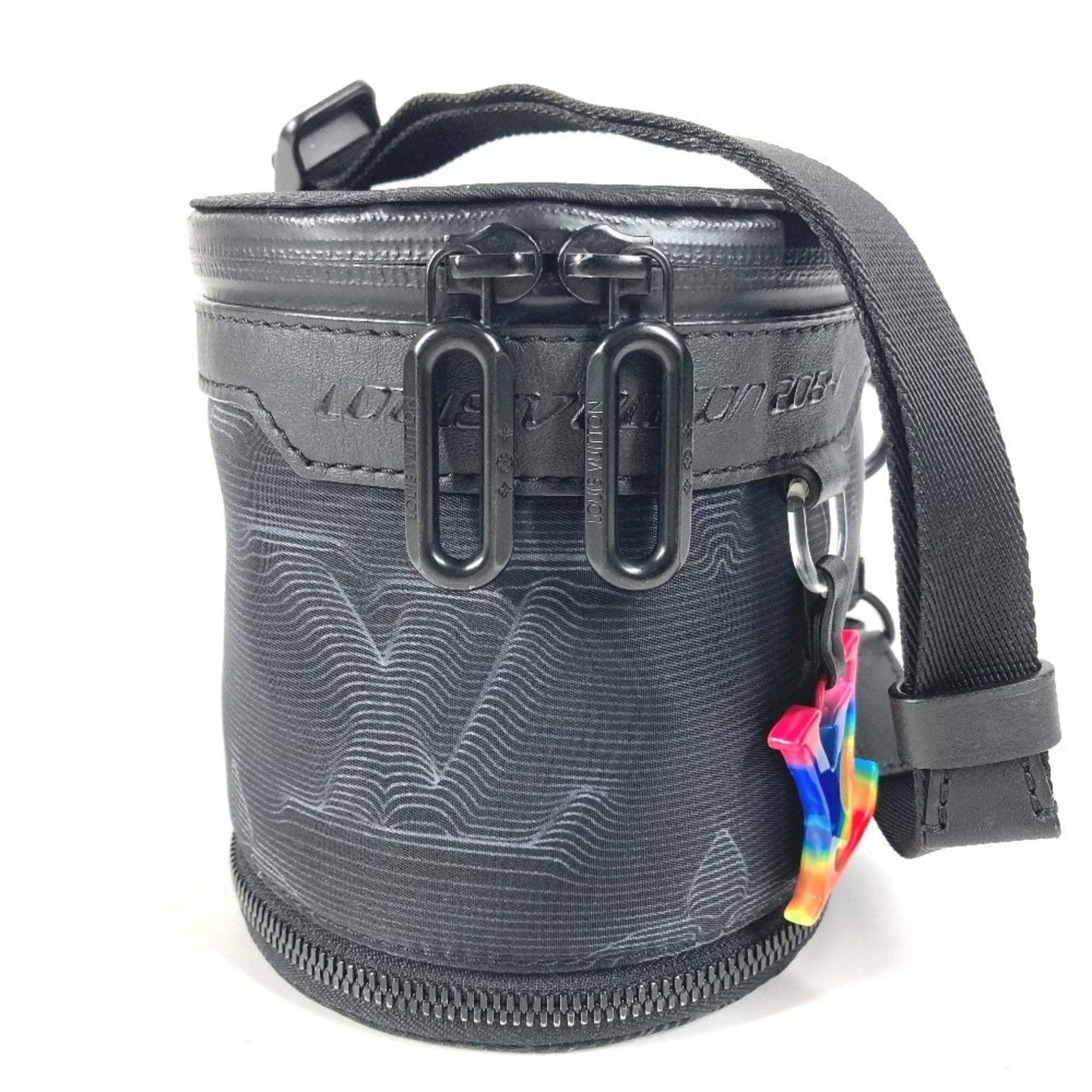 Louis Vuitton Black Leather Nylon Handbag Shoulder Bag (Pre-Owned)