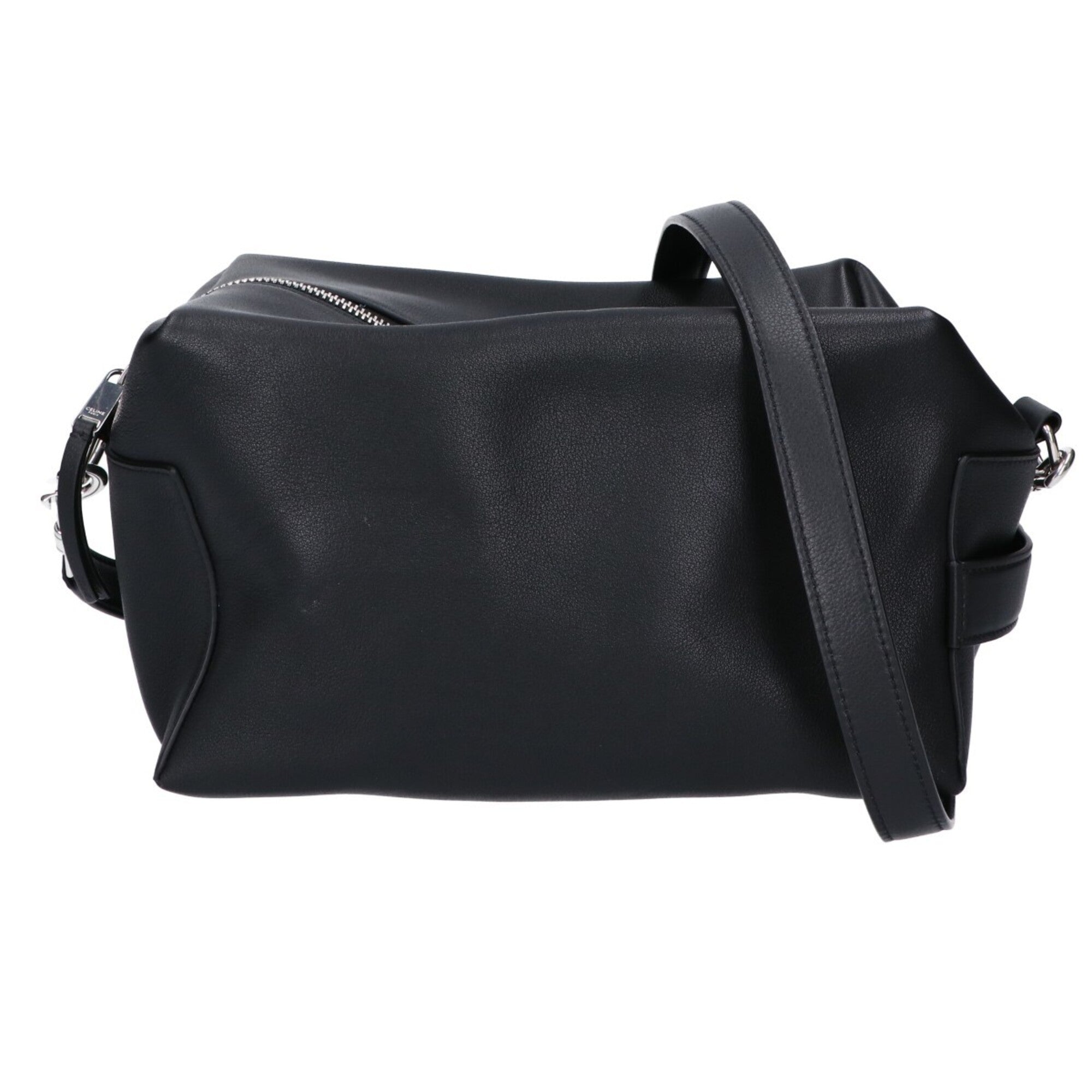 Celine Black Leather Messenger Bag Shoulder Bag (Pre-Owned)