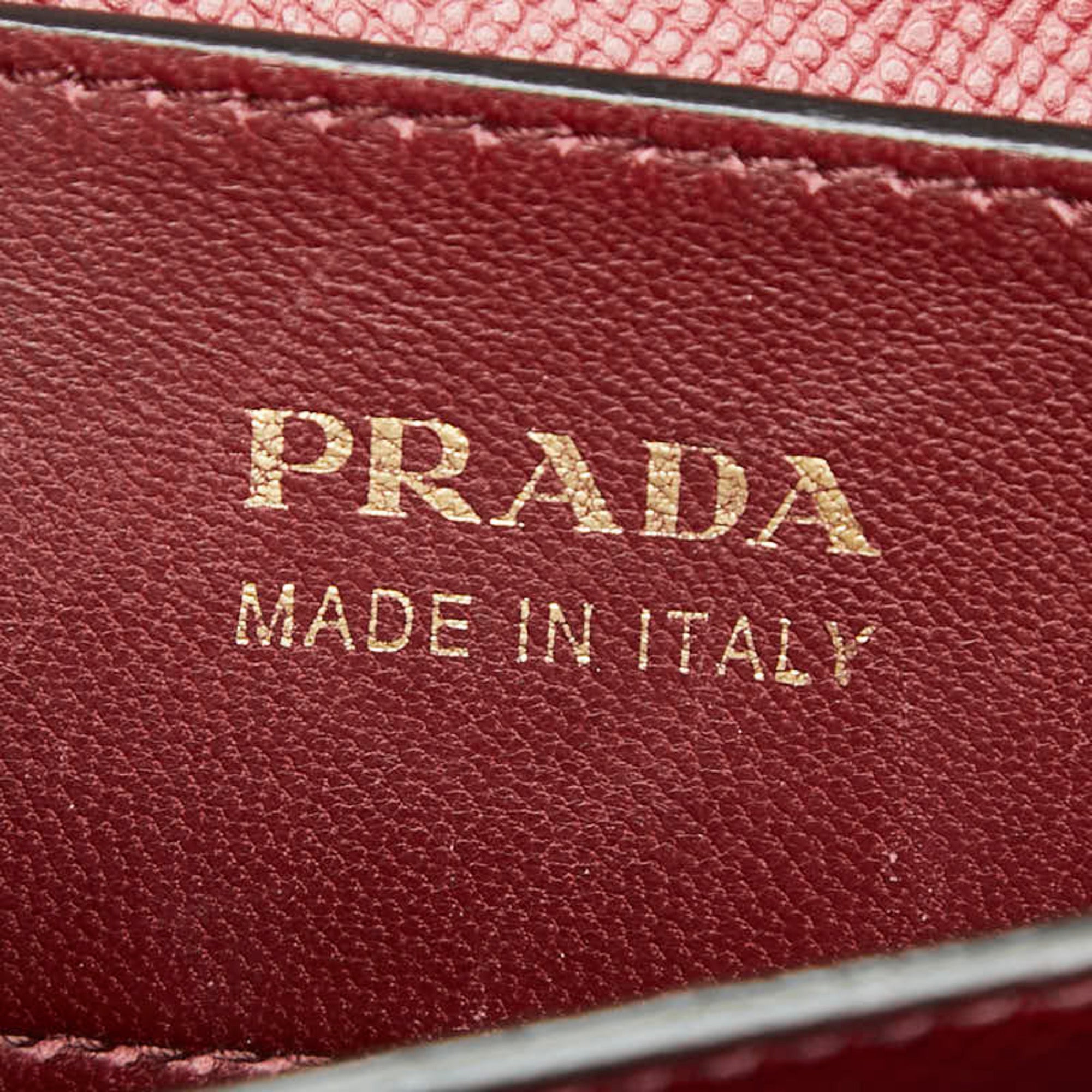 Prada Red Color Wine Leather Handbag Tote Bag (Pre-Owned)
