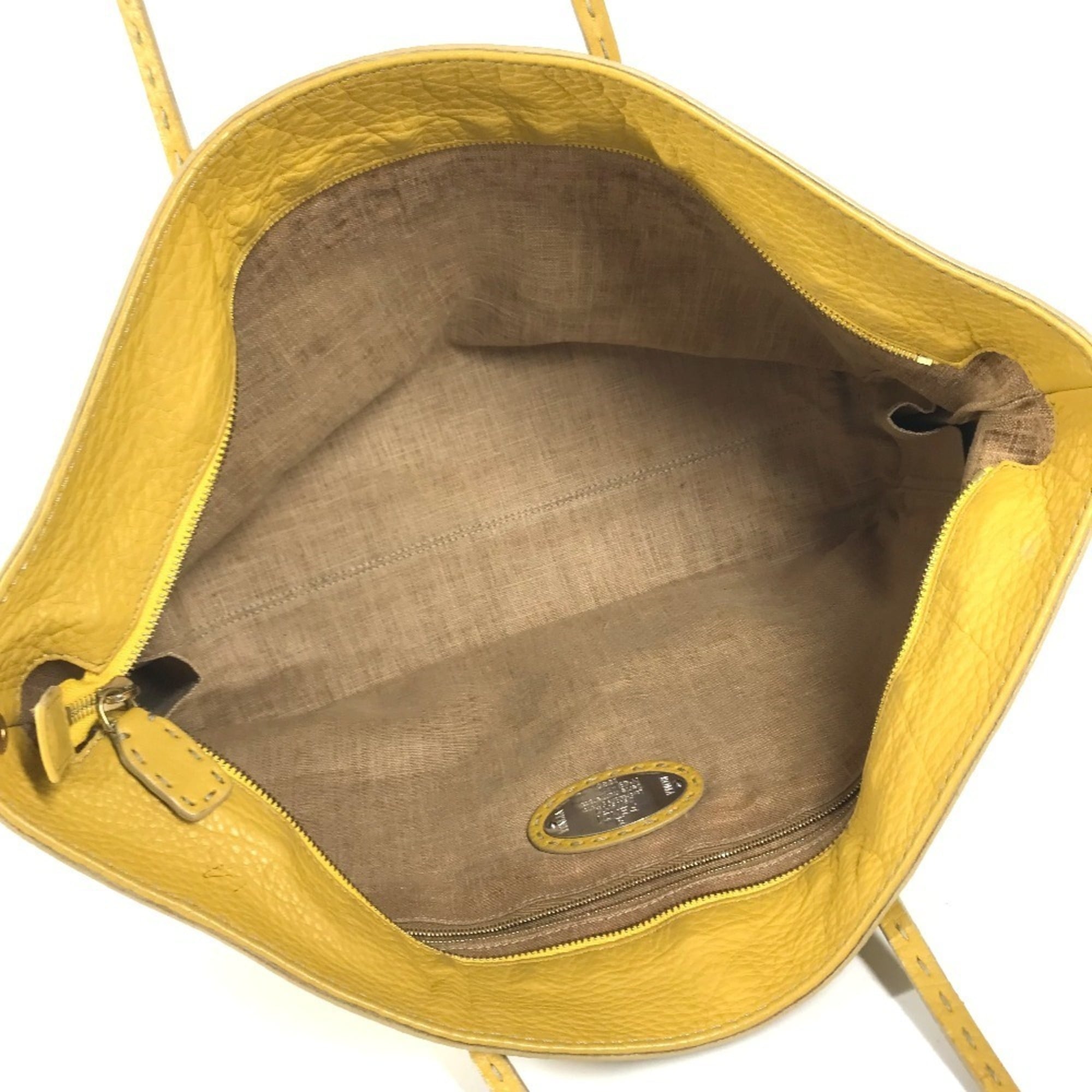 Fendi Yellow Leather Shoulder Bag Tote Bag (Pre-Owned)