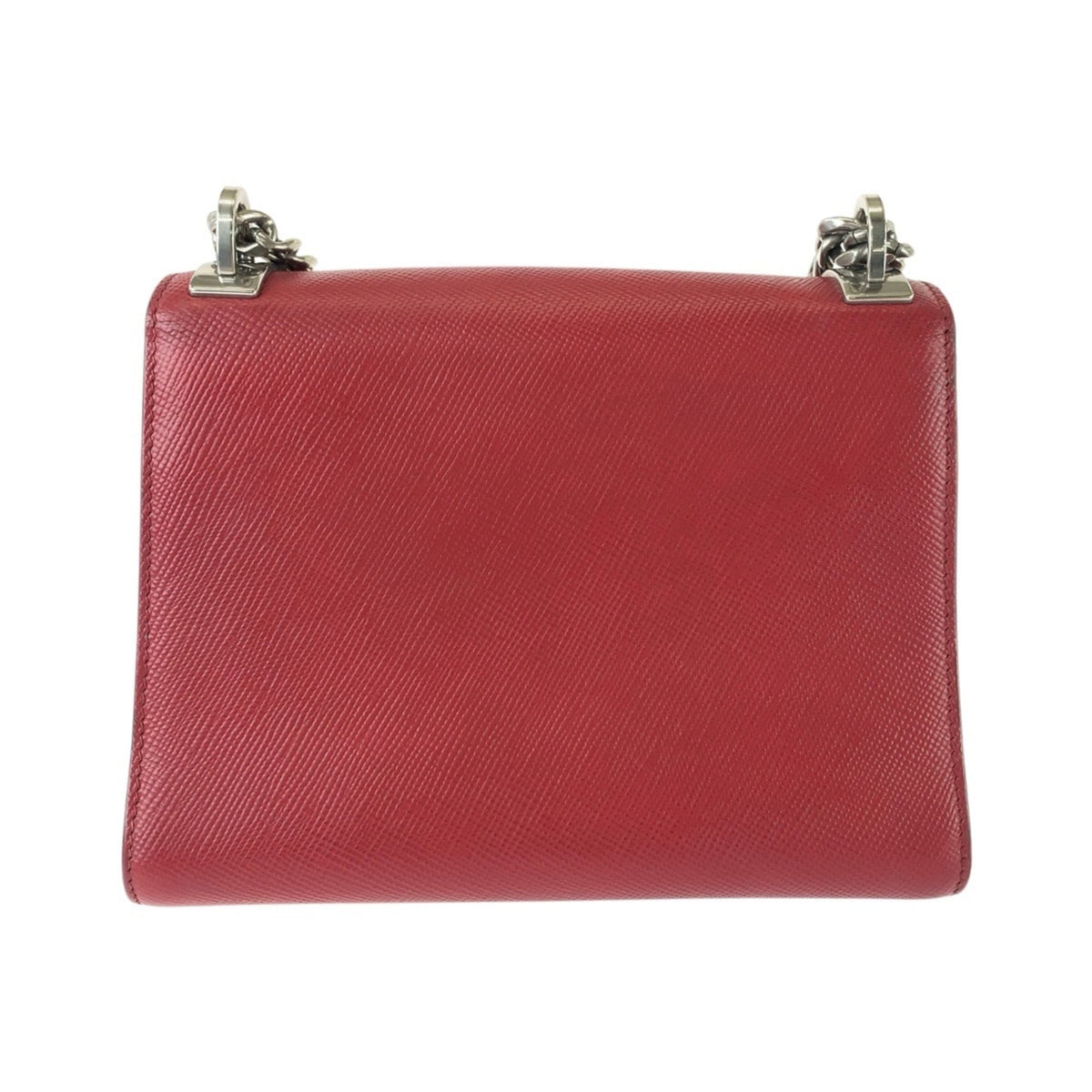 Prada Saffiano Red Color Leather Pochette Shoulder Bag (Pre-Owned)