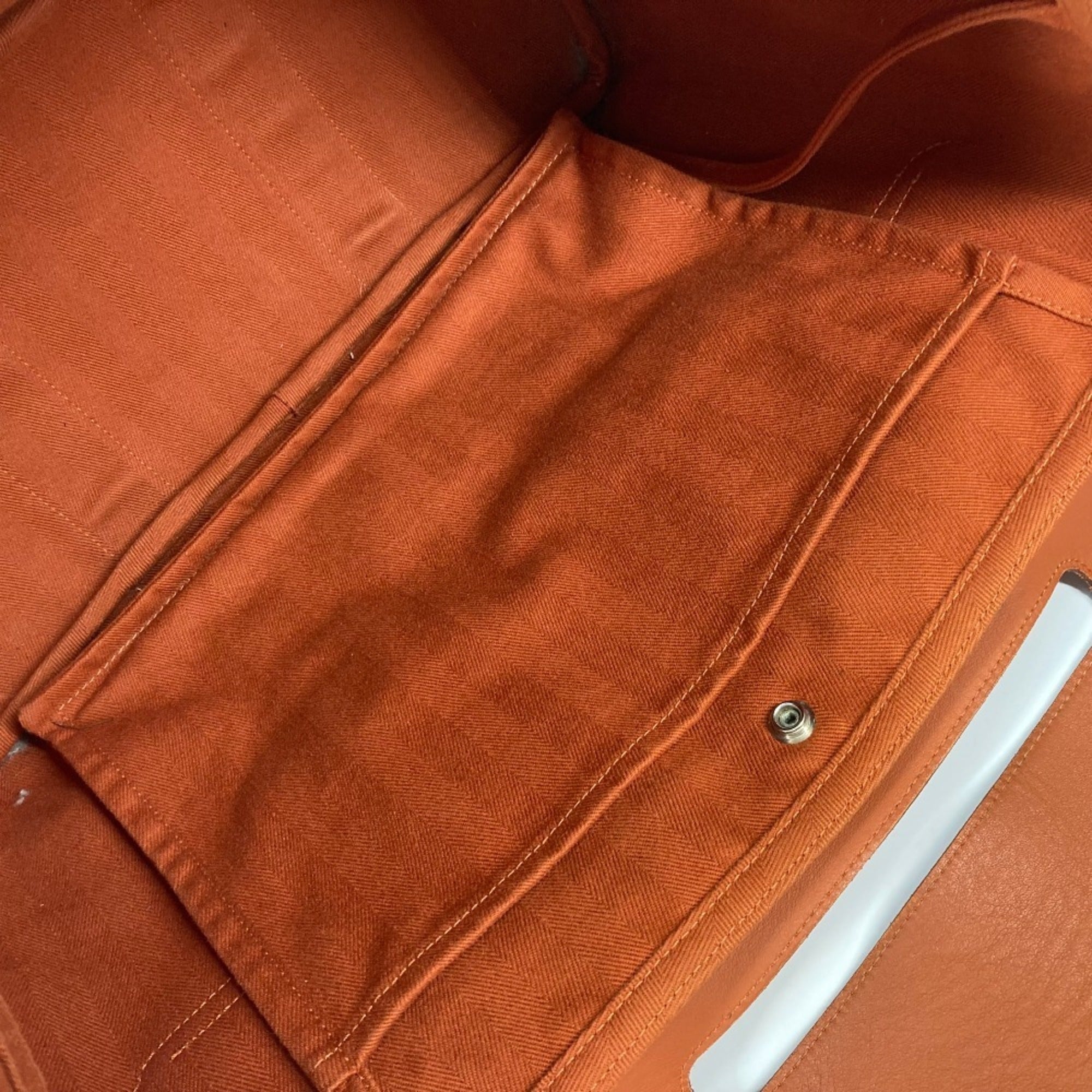 Hermes Orange Canvas Leather Handbag Pouch Tote Bag (Pre-Owned)