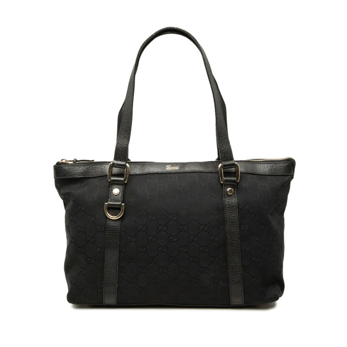 Gucci Black Canvas Leather Handbag Shoulder Bag (Pre-Owned)