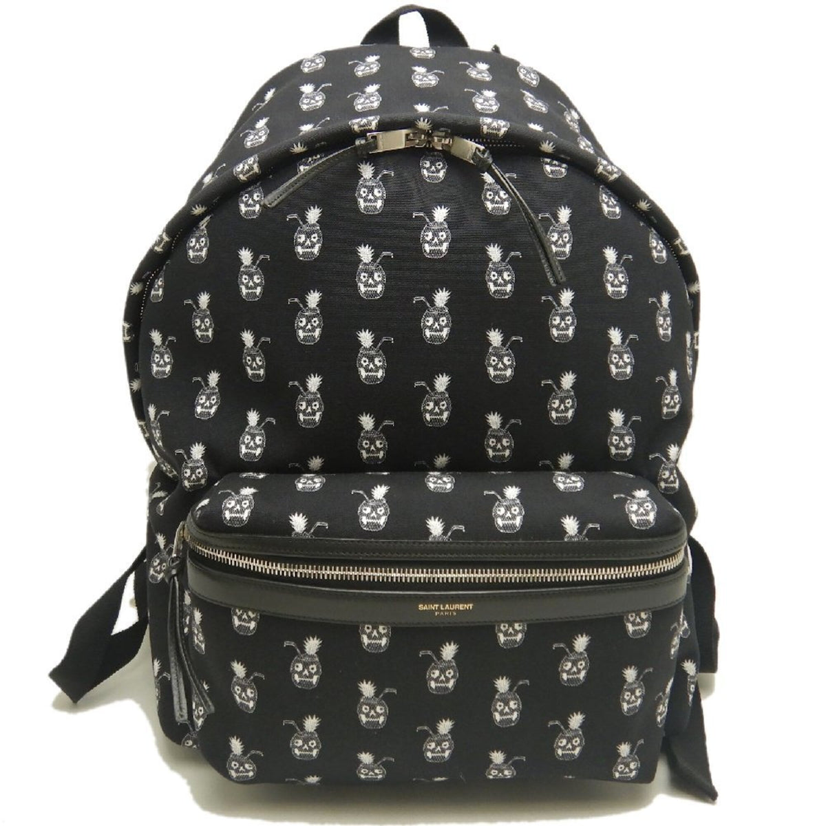 Saint Laurent Black White Canvas Backpack (Pre-Owned)