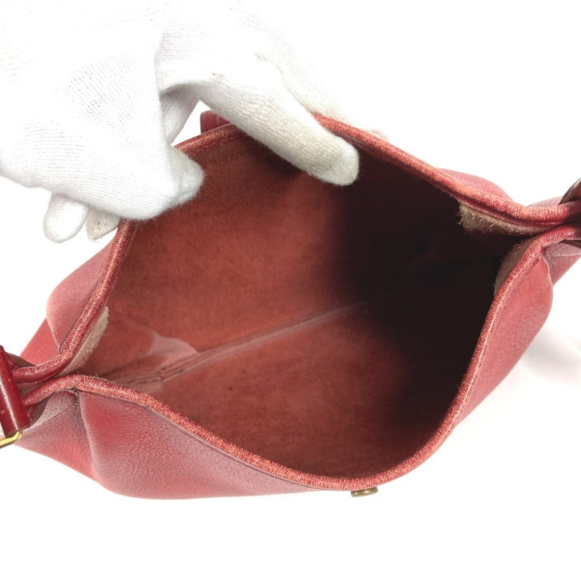 Hermes Red Color Leather Pochette Shoulder Bag (Pre-Owned)