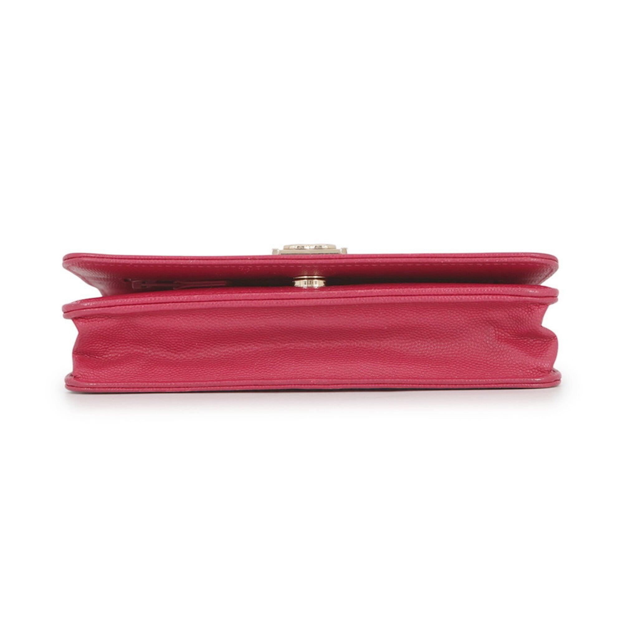 Chanel Pink Grained Calfskin Chain/Shoulder Wallet (Pre-Owned)