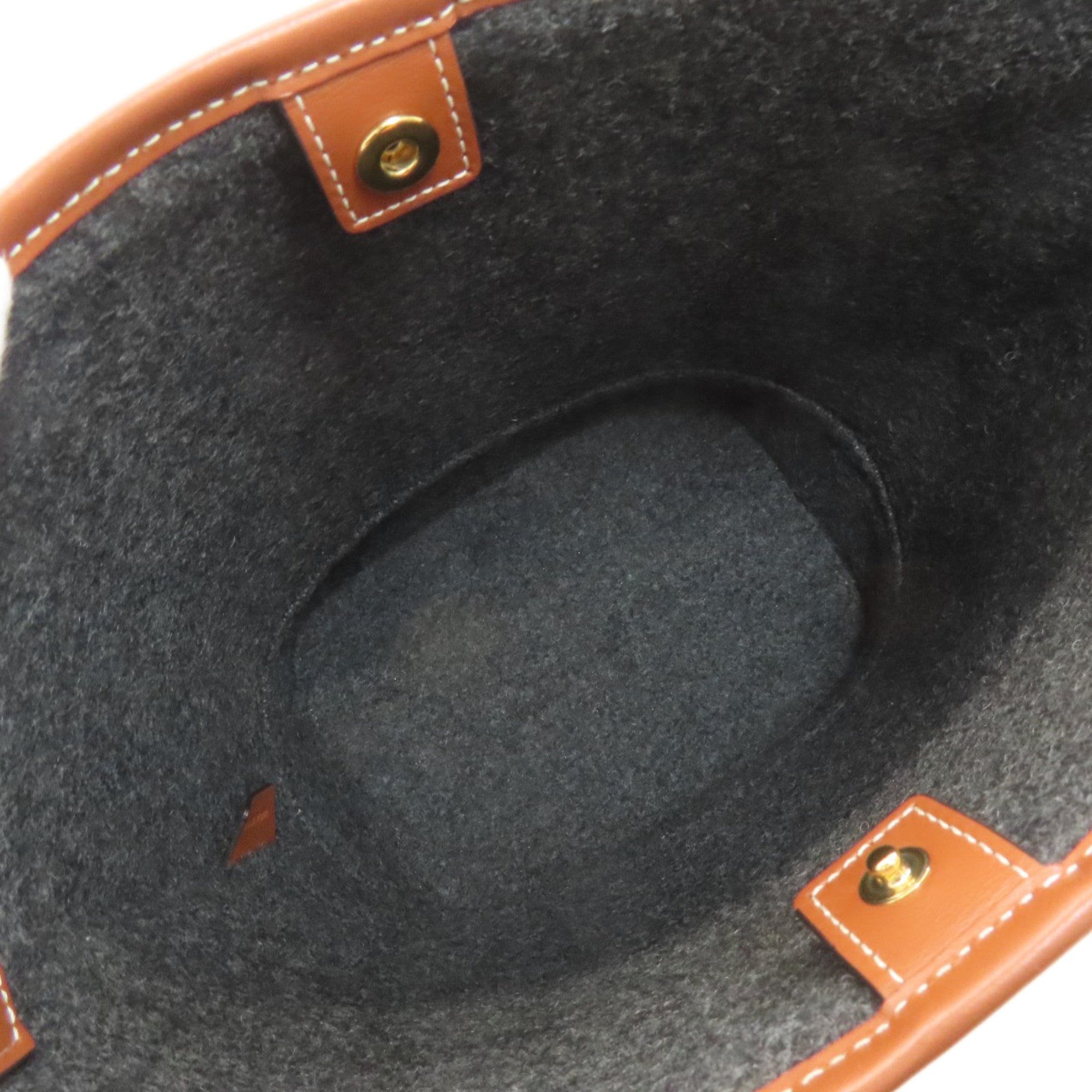 Celine Brown Gray Felt Leather Shoulder Bag (Pre-Owned)