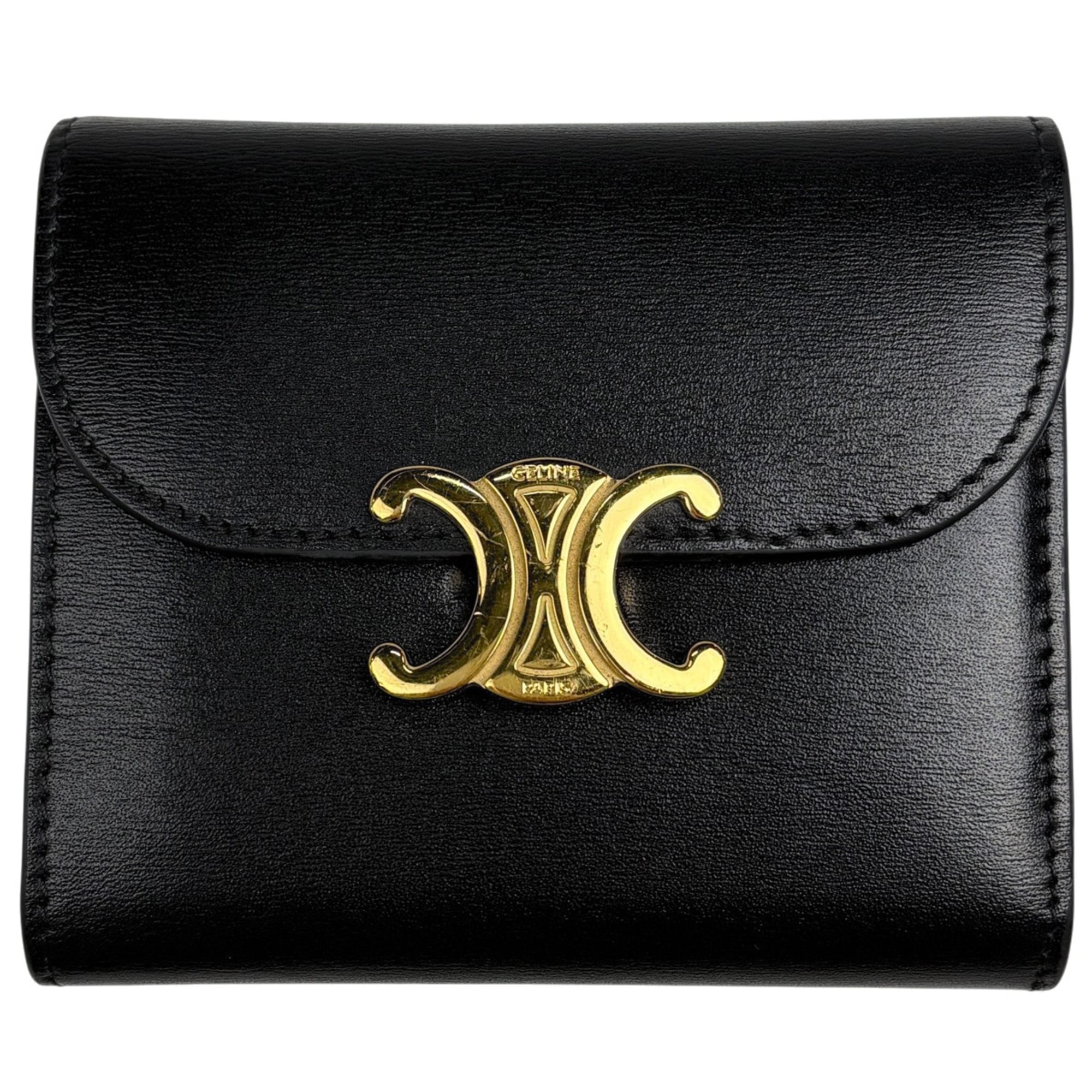 Celine Black Leather Wallet (Tri-Fold) (Pre-Owned)