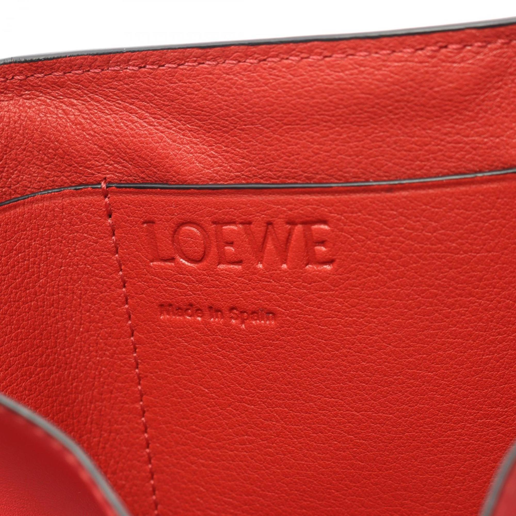 Loewe Pink Red Color Leather Long Wallet (Tri-Fold) (Pre-Owned)