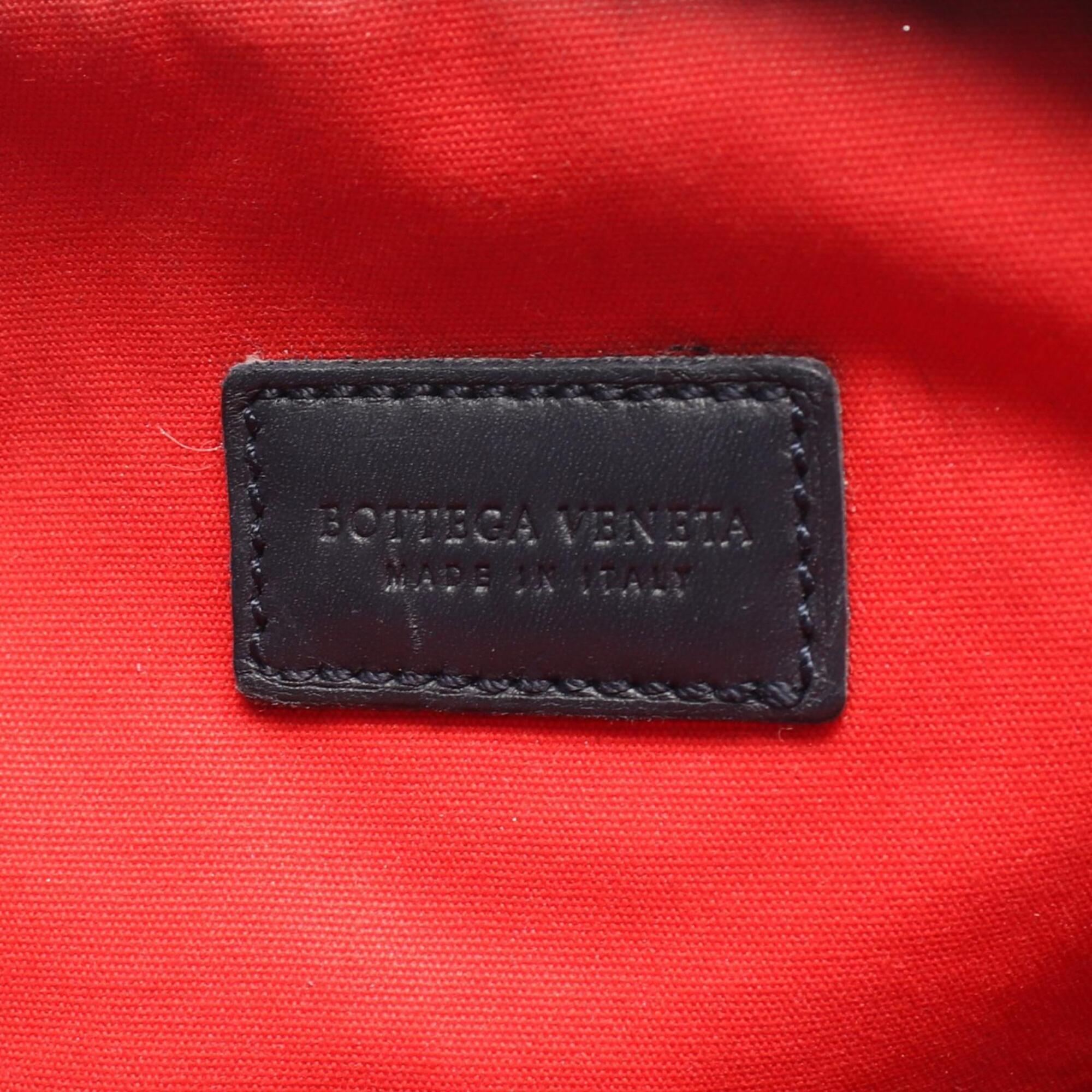 Bottega Veneta Intrecciato Navy Leather Handbag Shoulder Bag (Pre-Owned)