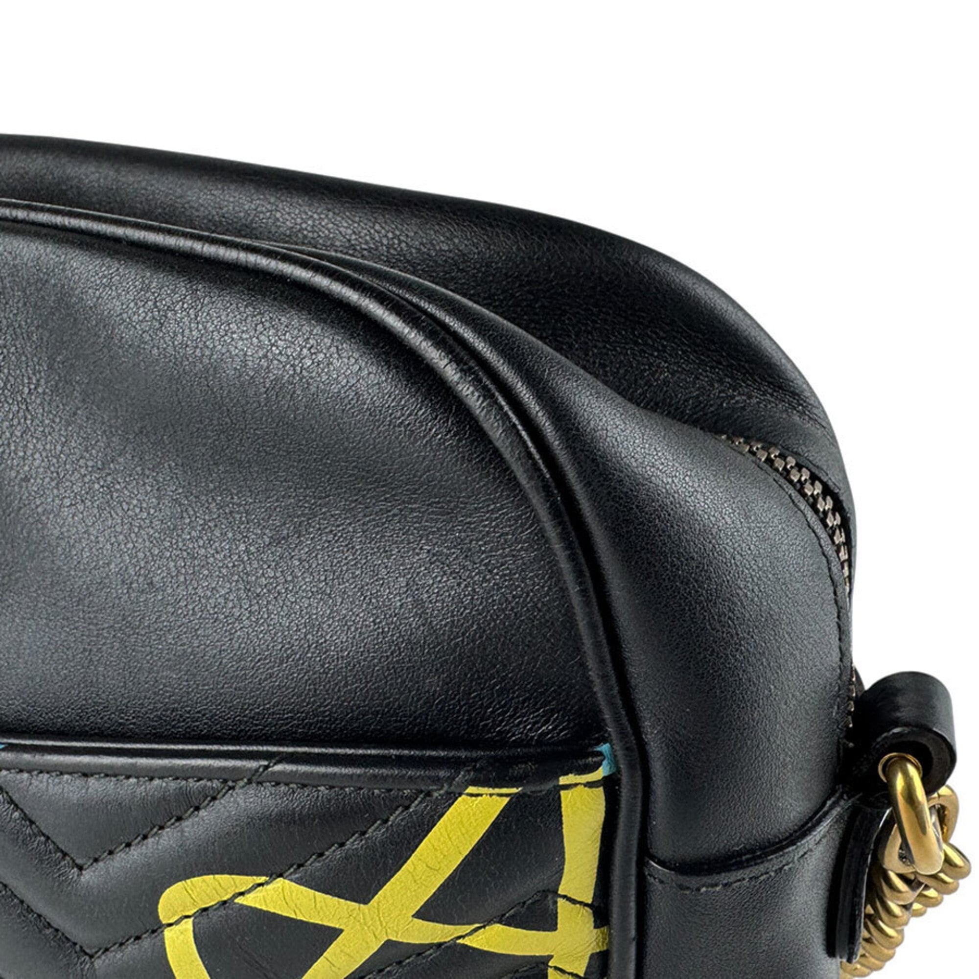Gucci Black Blue Yellow Leather Shoulder Bag (Pre-Owned)