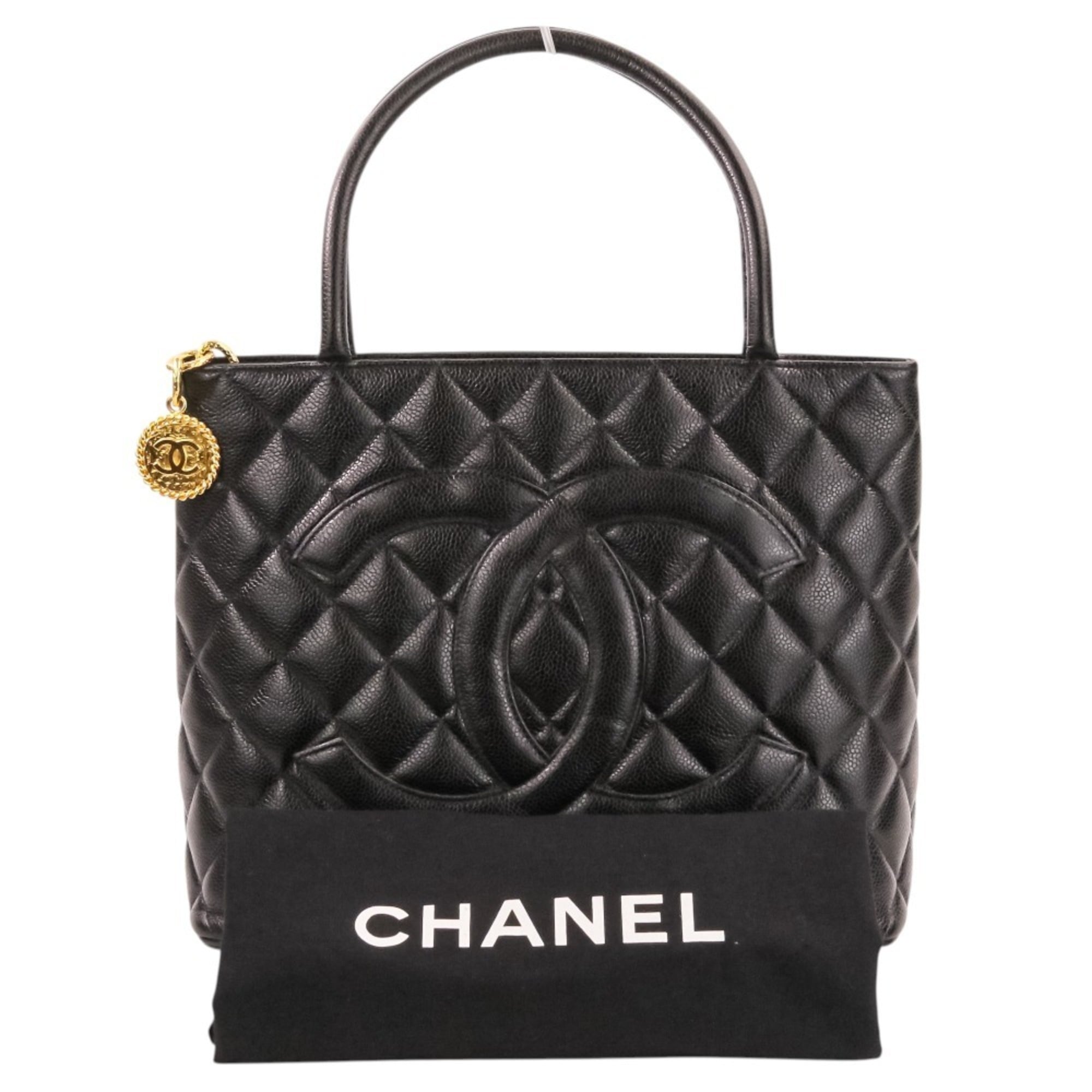 Chanel Matelasse Black Grained Calfskin Handbag Tote Bag (Pre-Owned)