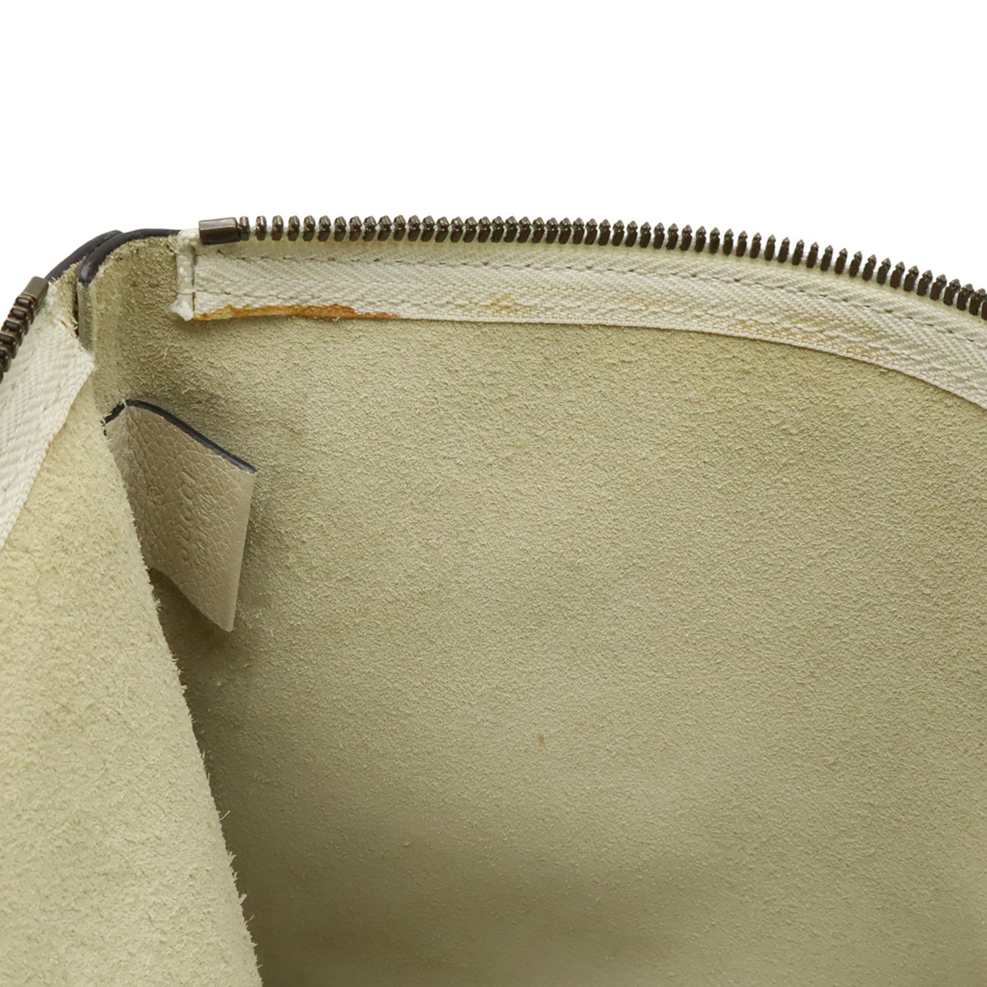 Gucci Green Ivory Red Color White Leather Clutch Bag Pouch (Pre-Owned)