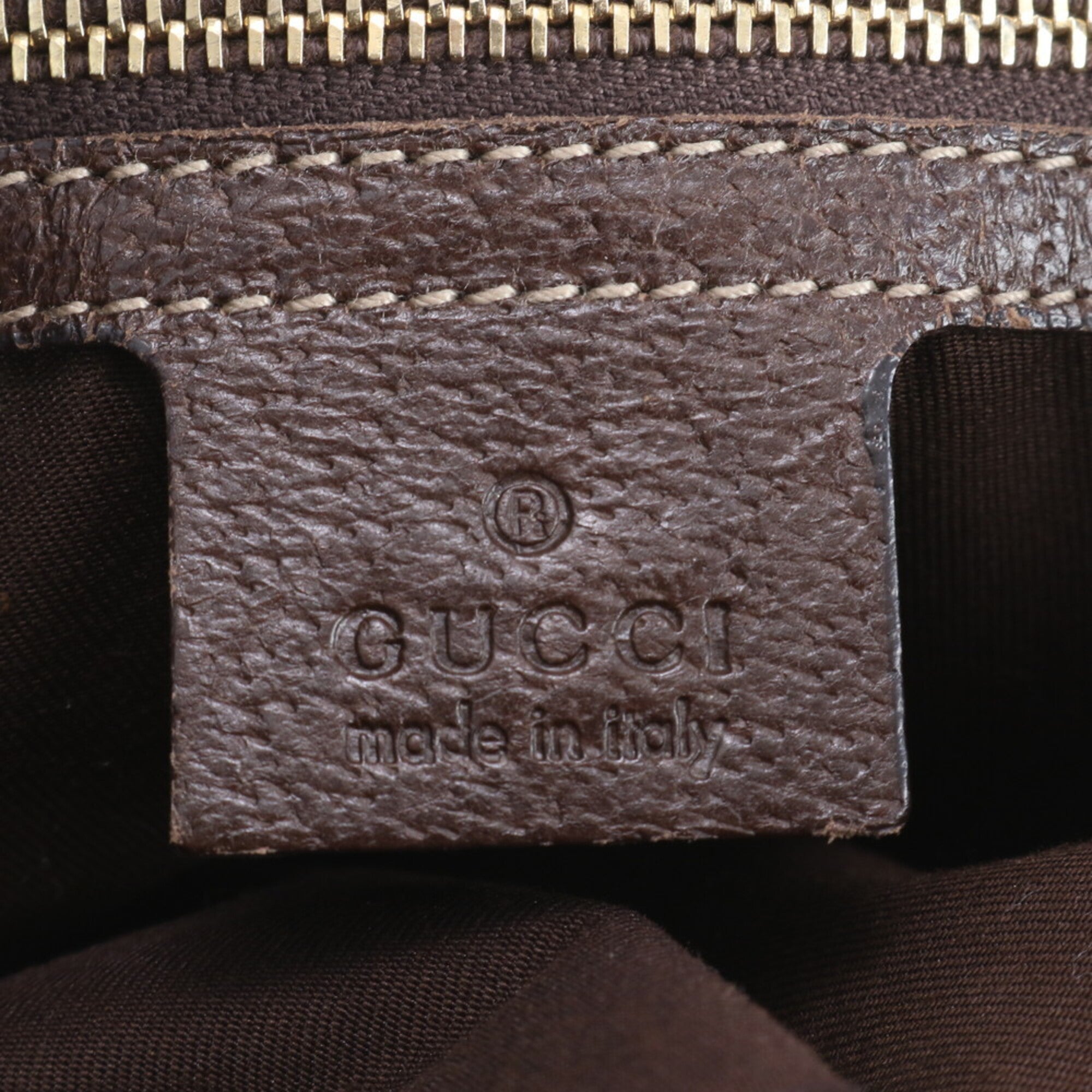 Gucci Brown Leather Canvas Handbag (Pre-Owned)