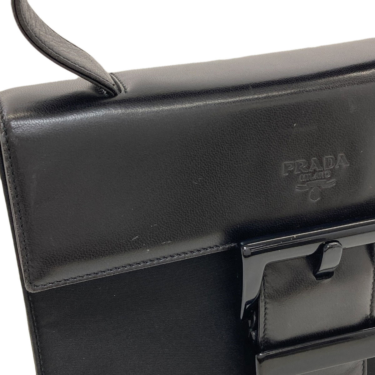 Prada Black Nylon Leather Handbag (Pre-Owned)