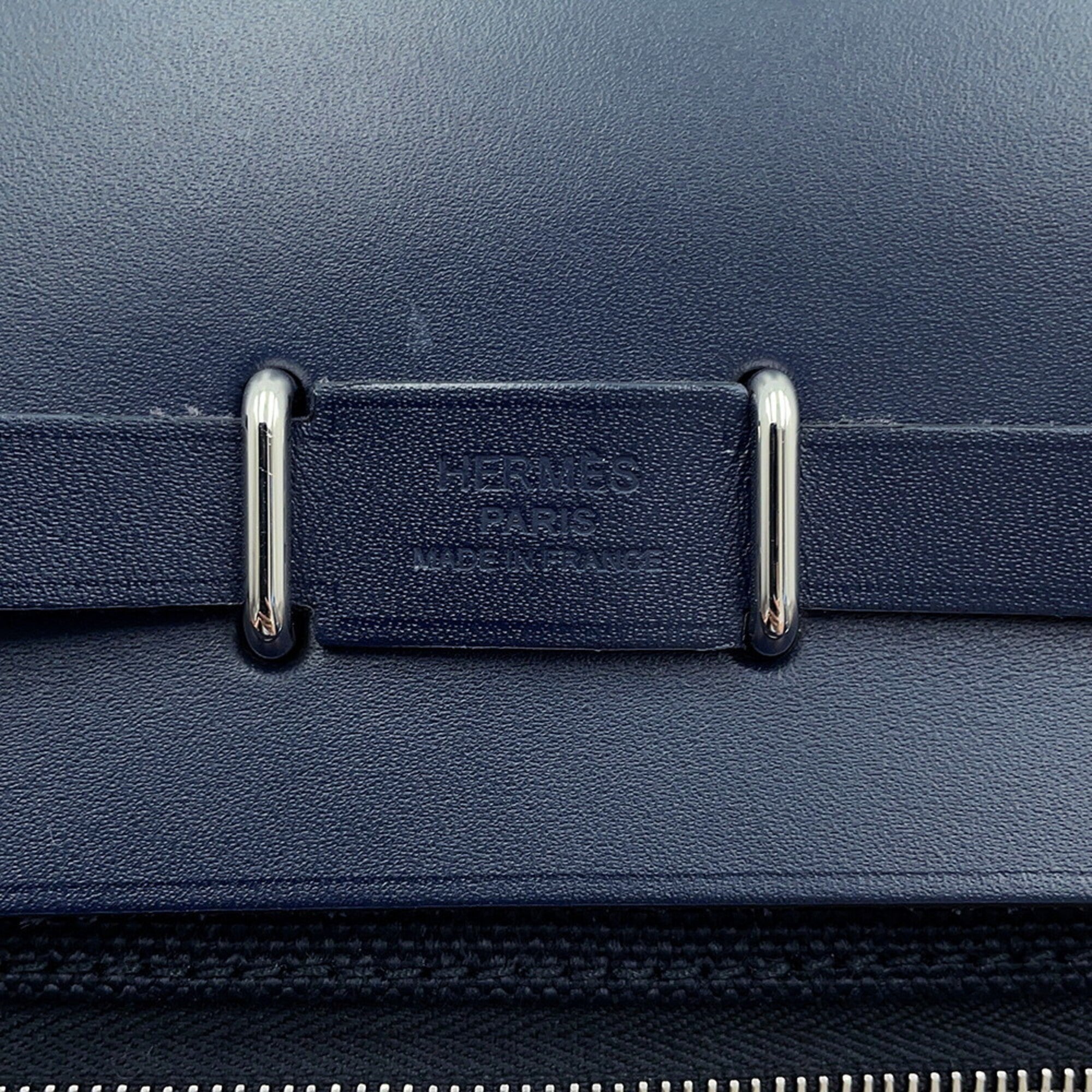Hermes Black Blue Indigo Vache Leather Handbag Shoulder Bag (Pre-Owned)