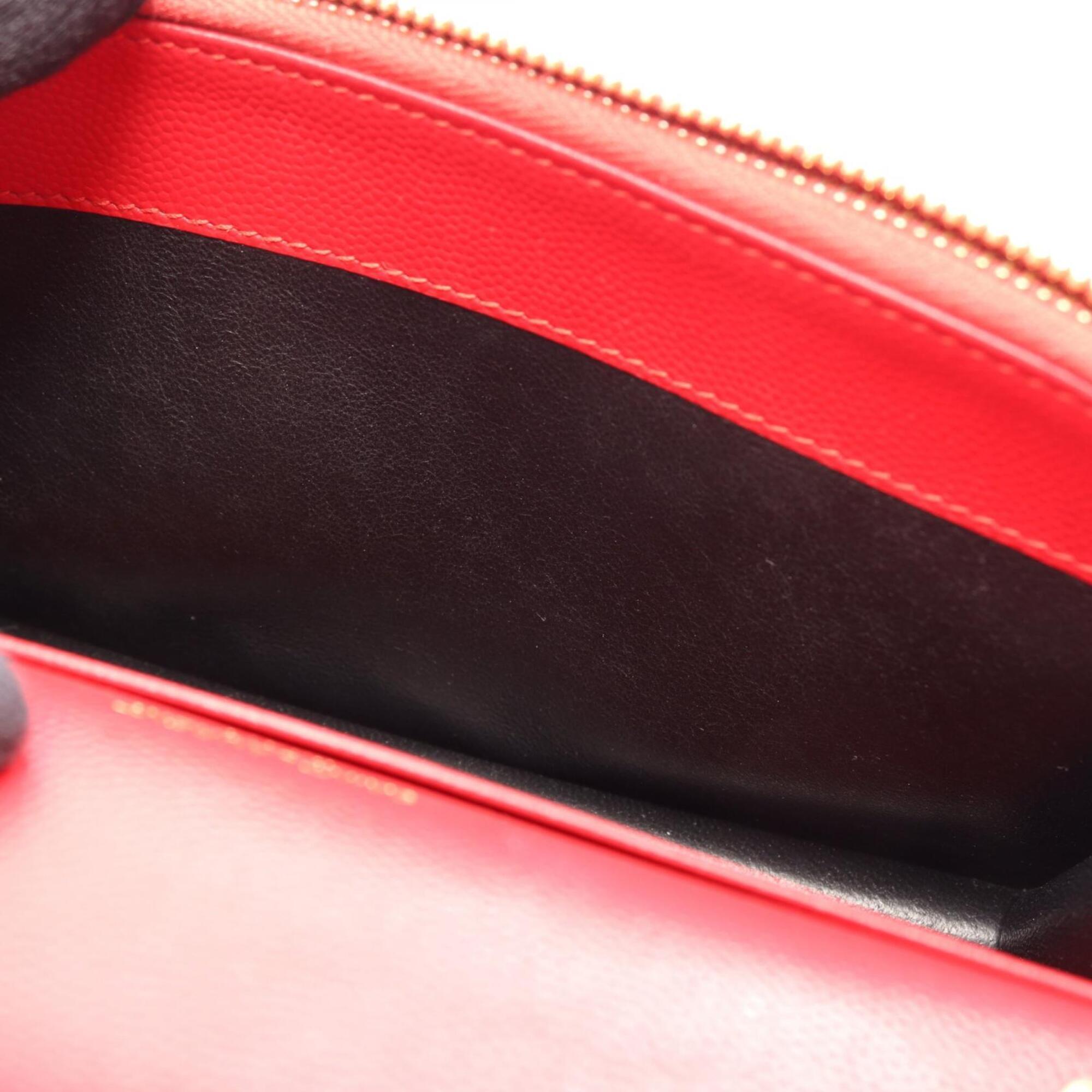 Yves Saint Laurent Red Color Leather Handbag Shoulder Bag (Pre-Owned)