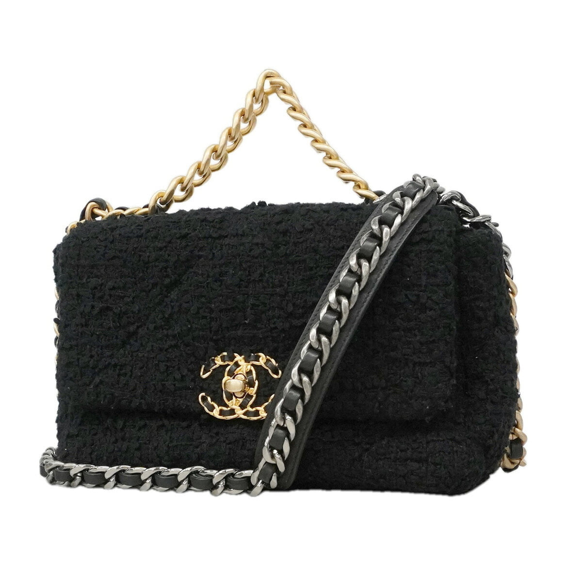 Chanel Black Tweed Handbag (Pre-Owned)