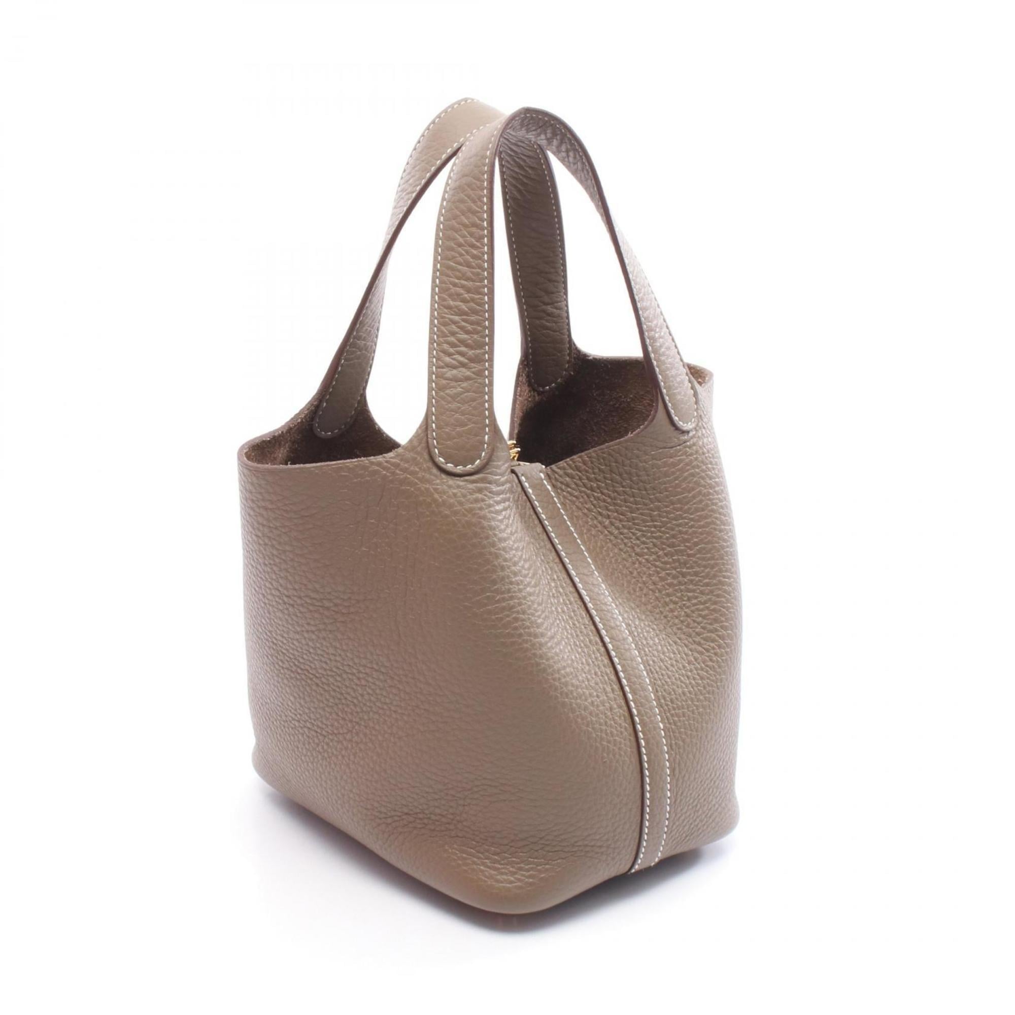Hermes Etoupe Gray Gray Taurillon Clemence Leather Handbag (Pre-Owned)