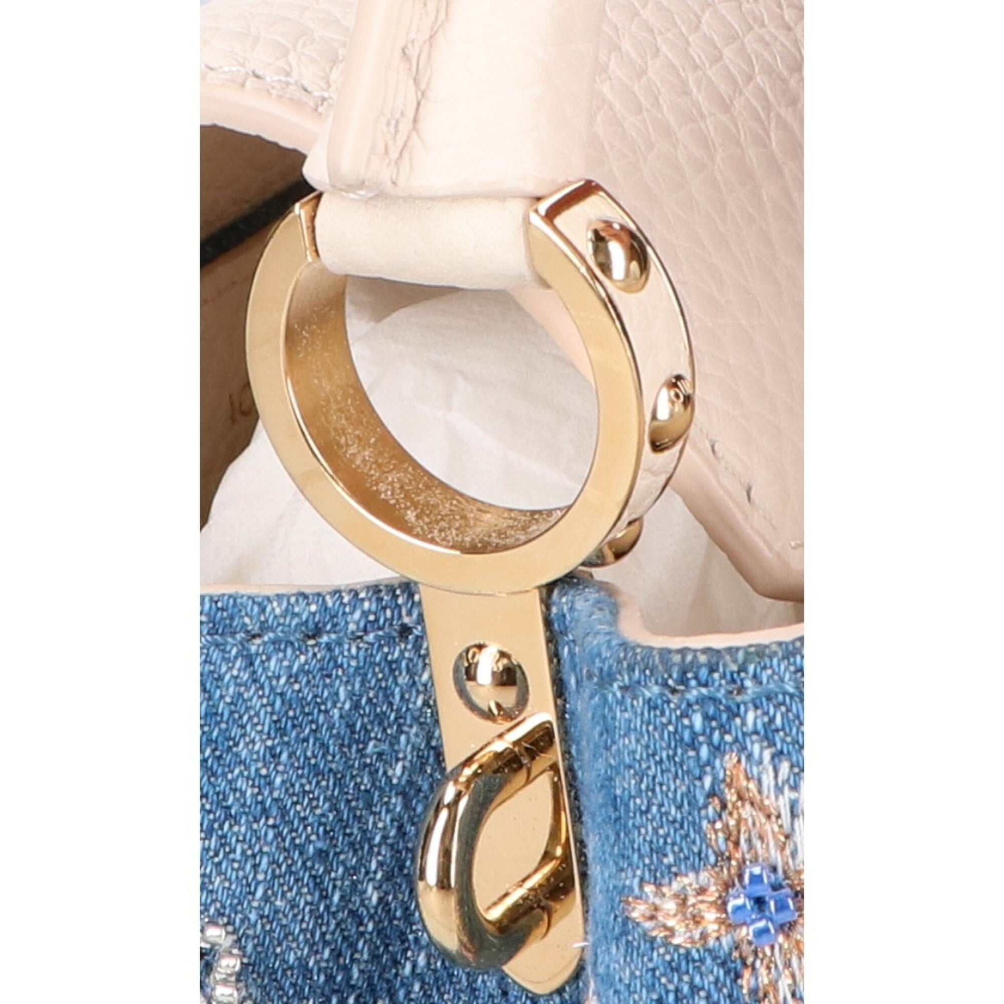 Louis Vuitton Blue Cream Leather Handbag Shoulder Bag (Pre-Owned)